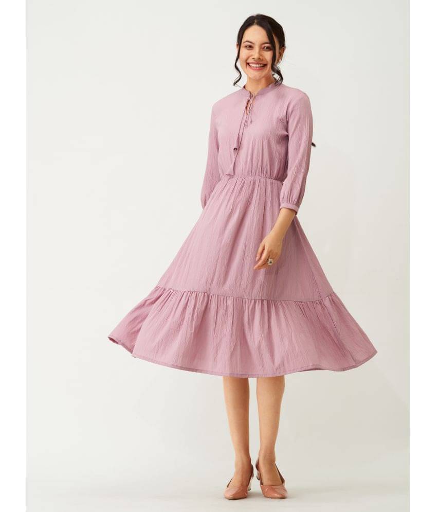 aask Women Polyester Blend Solid Fit & Flare Dress ( Wine ) aask Women Polyester Blend Solid Fit & Flare Dress ( Wine )