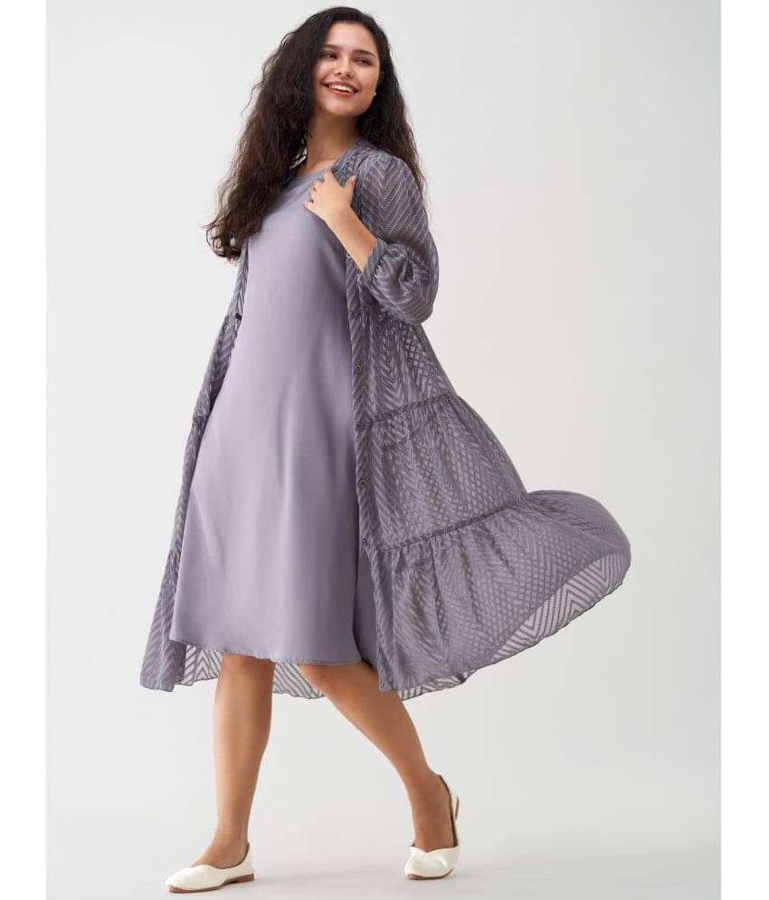aask Women Polyester Blend Solid Fit & Flare Dress ( Multicolor ) aask Women Polyester Blend Solid Fit & Flare Dress ( Multicolor )