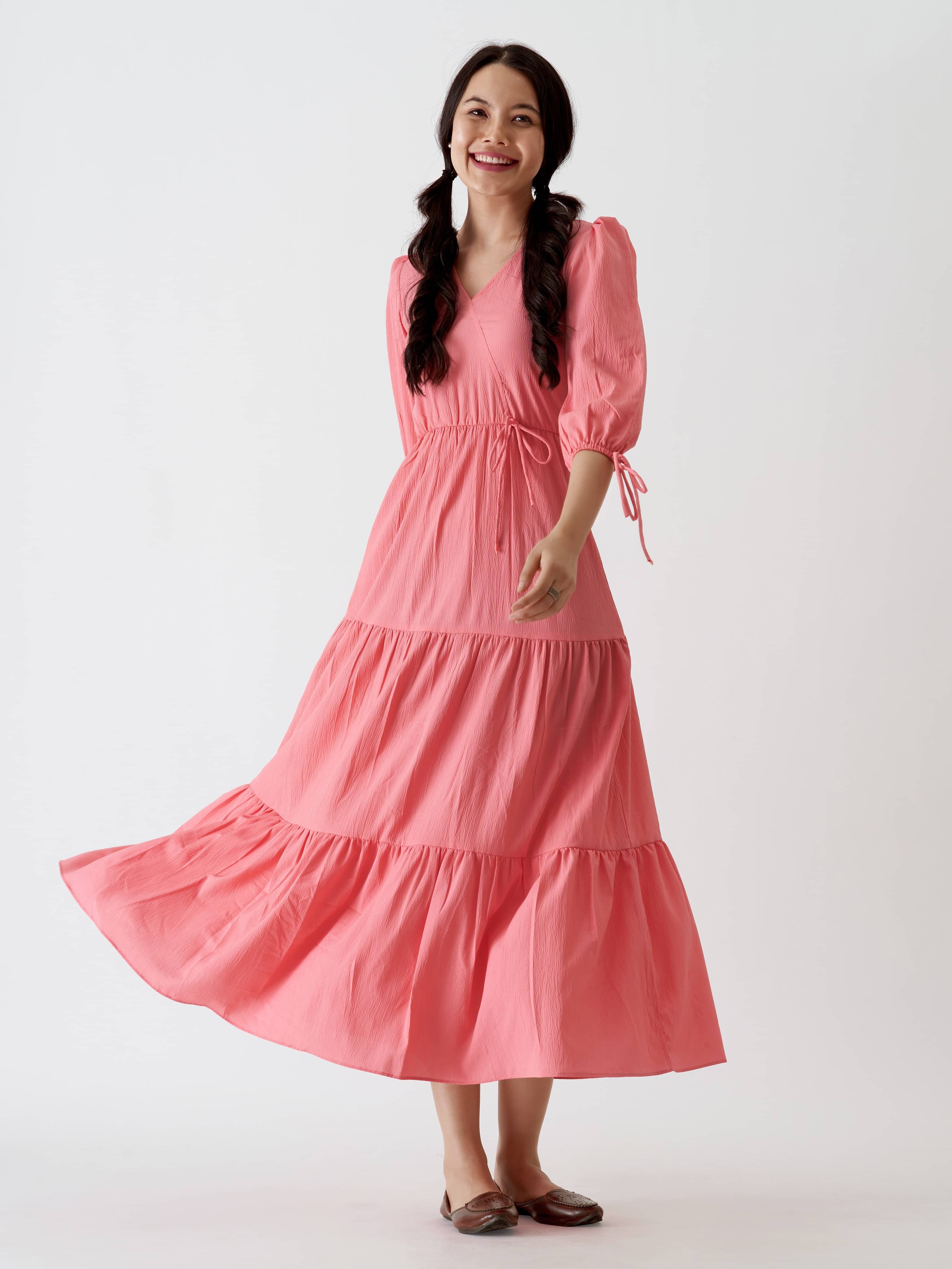 aask Women Polyester Blend Solid Fit & Flare Dress ( Orange ) aask Women Polyester Blend Solid Fit & Flare Dress ( Orange )