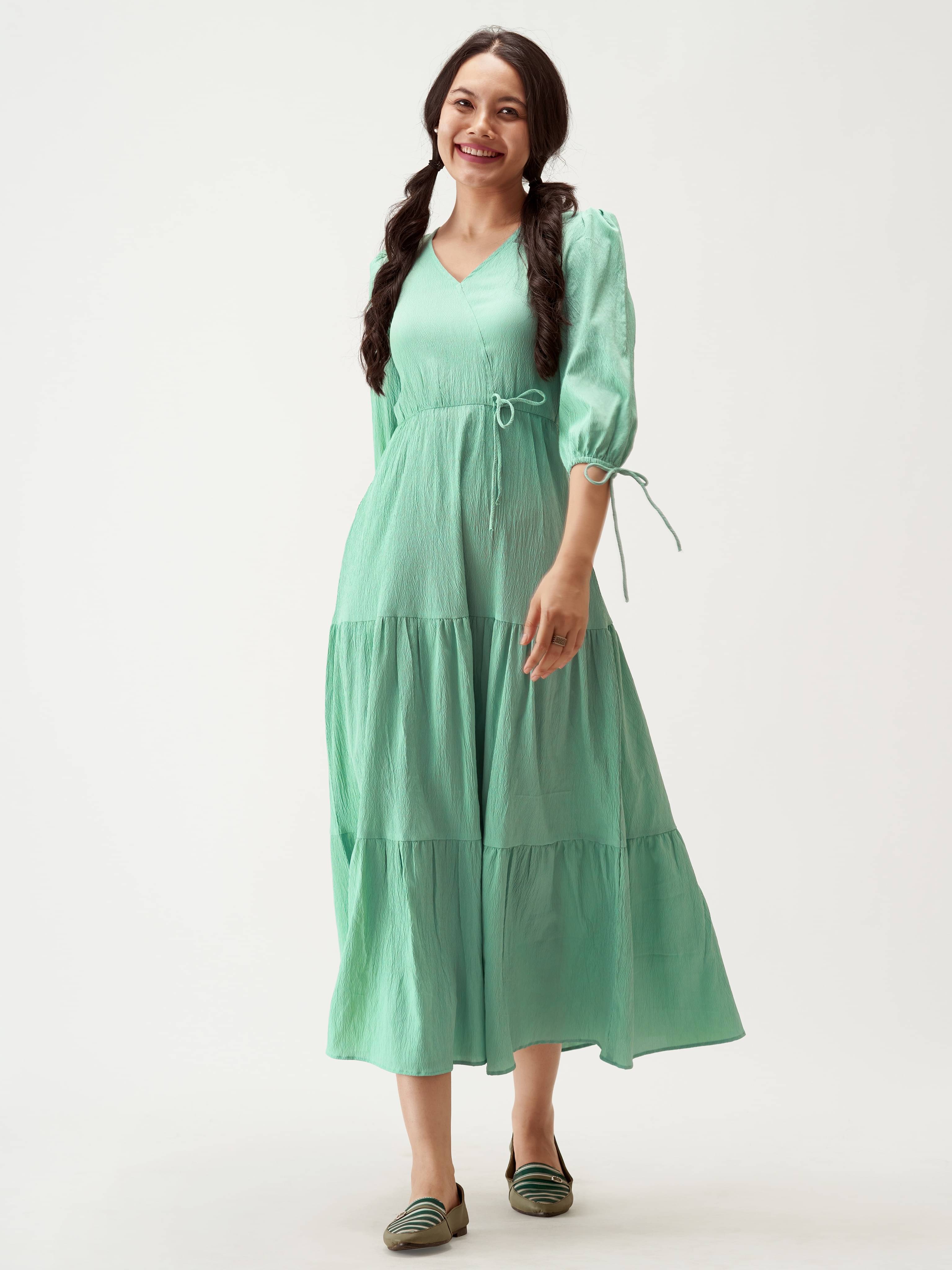 aask Women Polyester Blend Solid Fit & Flare Dress ( Mint Green ) aask Women Polyester Blend Solid Fit & Flare Dress ( Mint Green )