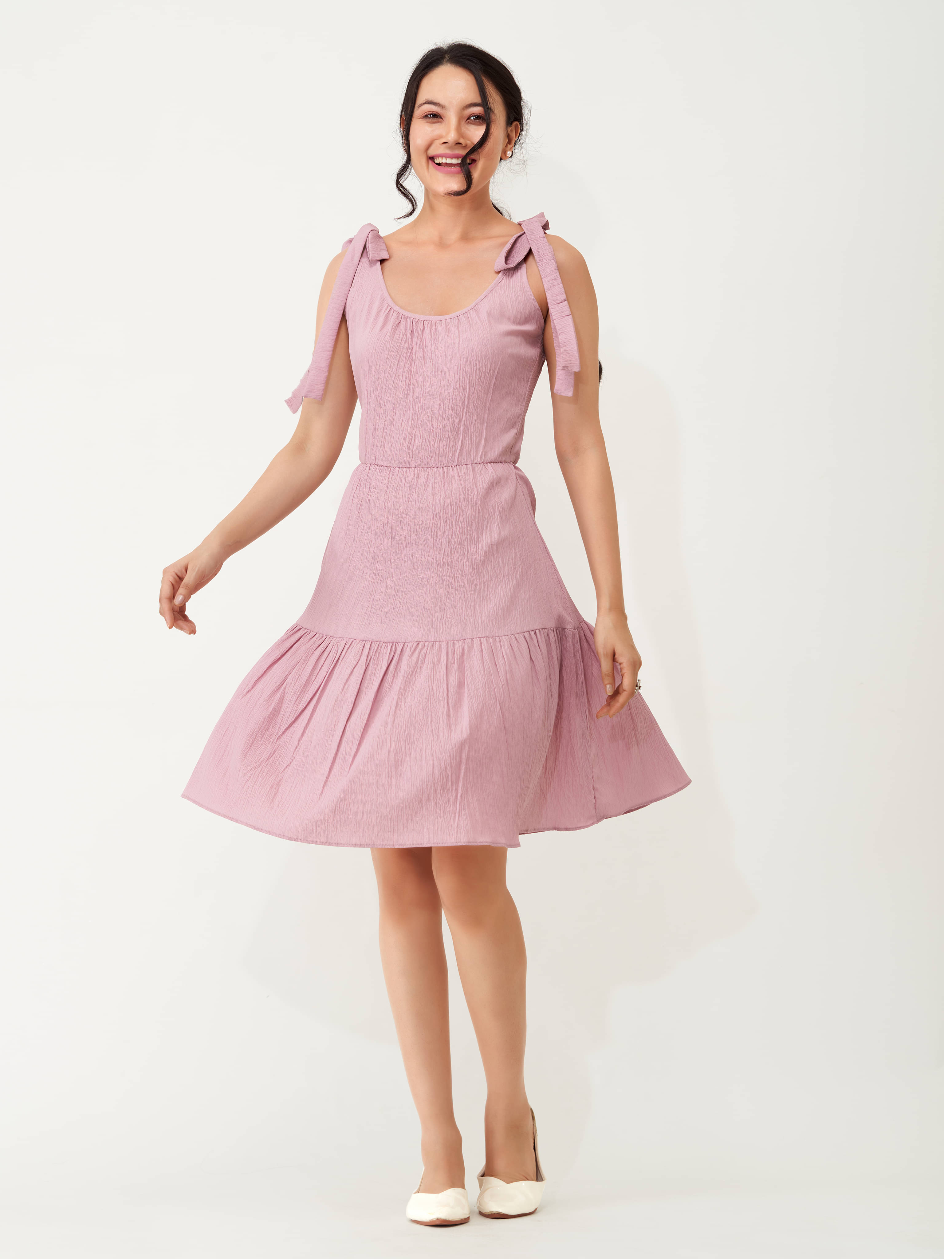     			aask Women Polyester Blend Solid Fit & Flare Dress ( Off White )