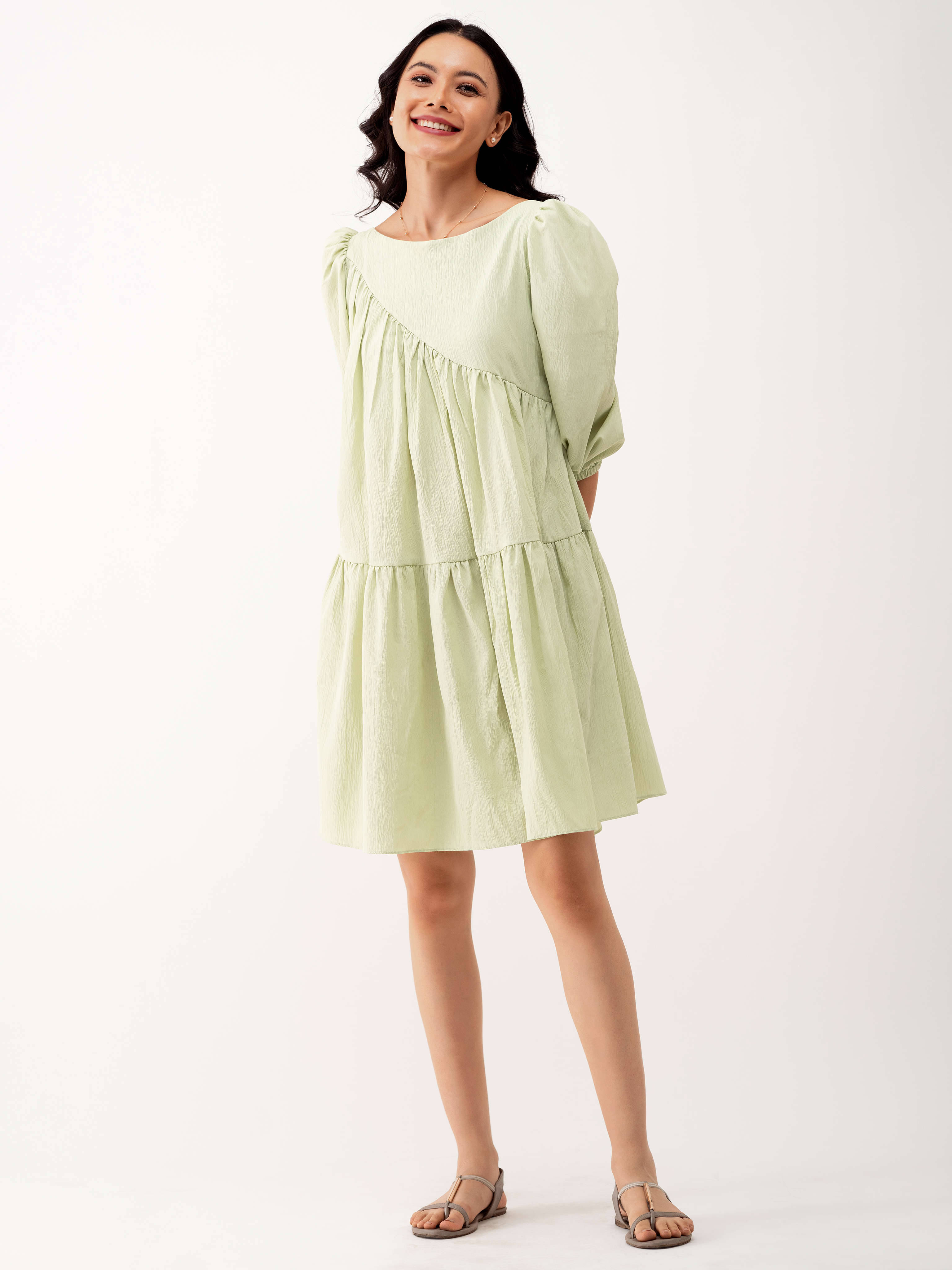     			aask Women Polyester Blend Solid Fit & Flare Dress ( Sea Green )