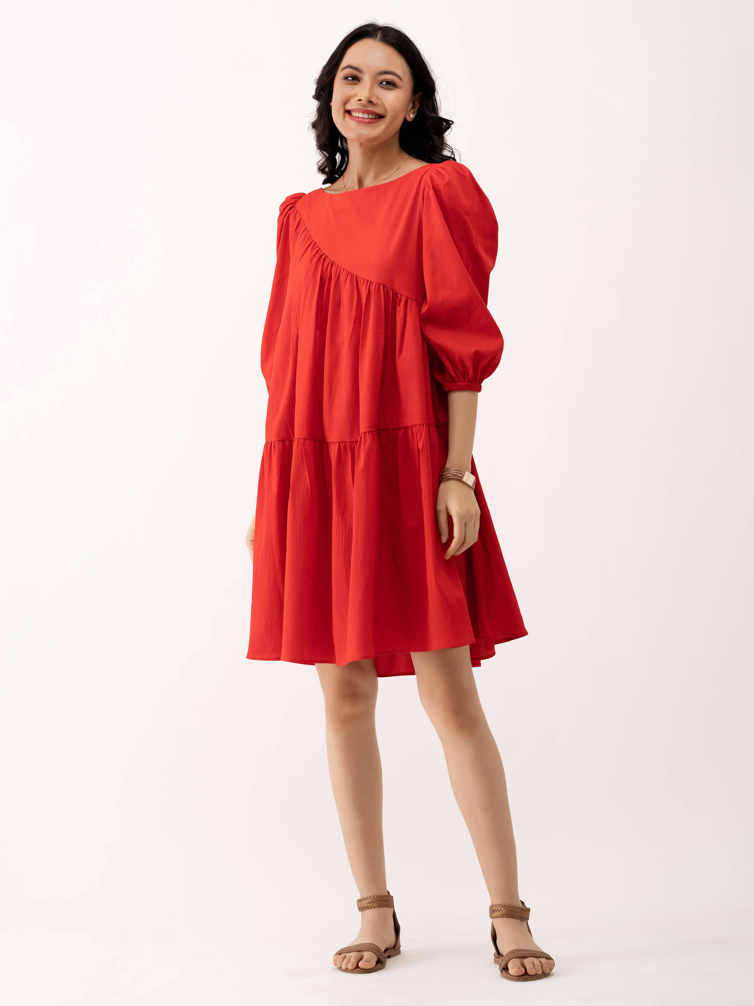 aask Polyester Blend Solid Knee Length Women's Fit & Flare Dress - Red ( Pack of 1 ) aask Polyester Blend Solid Knee Length Women's Fit & Flare Dress - Red ( Pack of 1 )