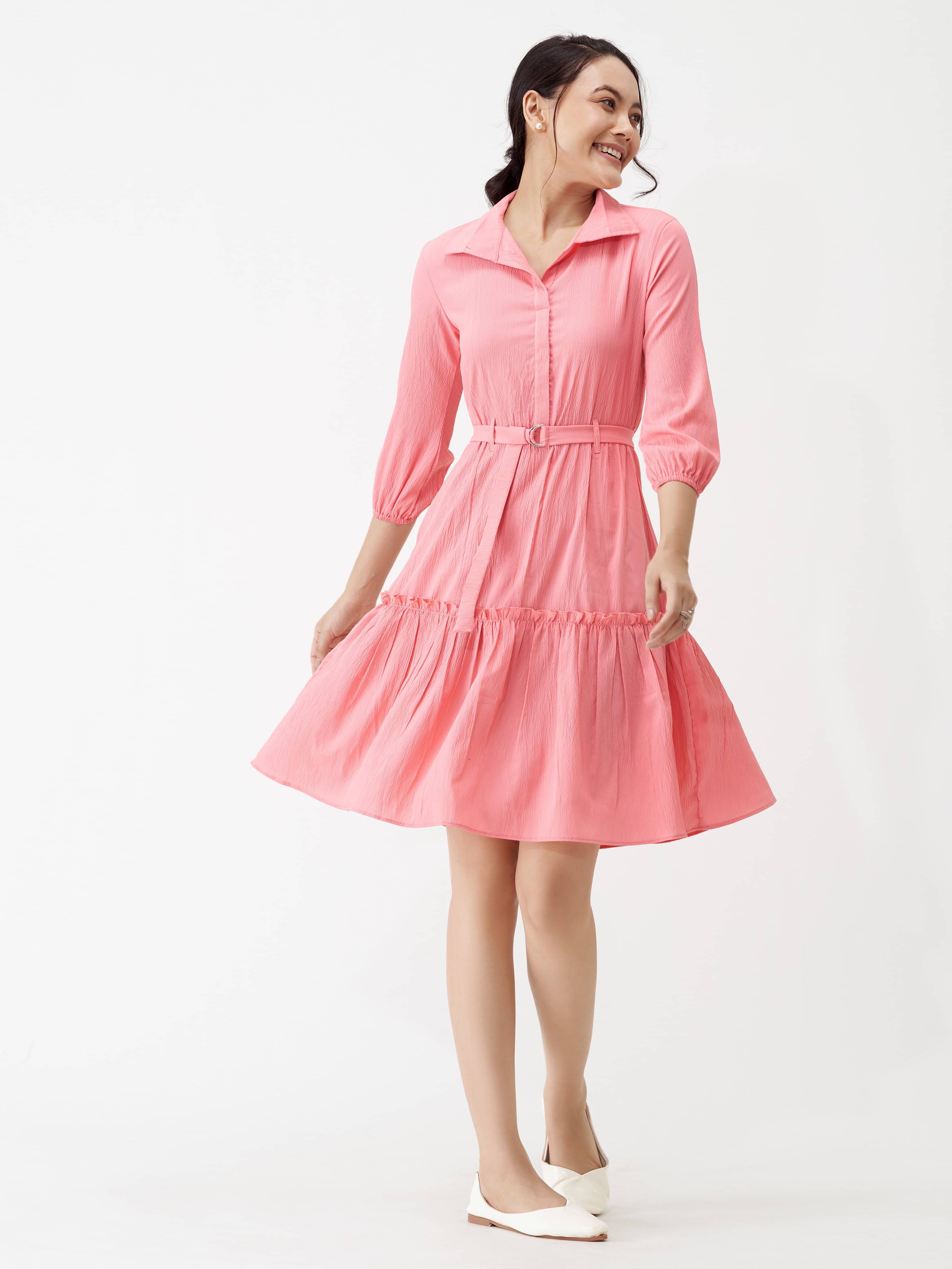 aask Women Polyester Blend Solid Fit & Flare Dress ( Orange ) aask Women Polyester Blend Solid Fit & Flare Dress ( Orange )