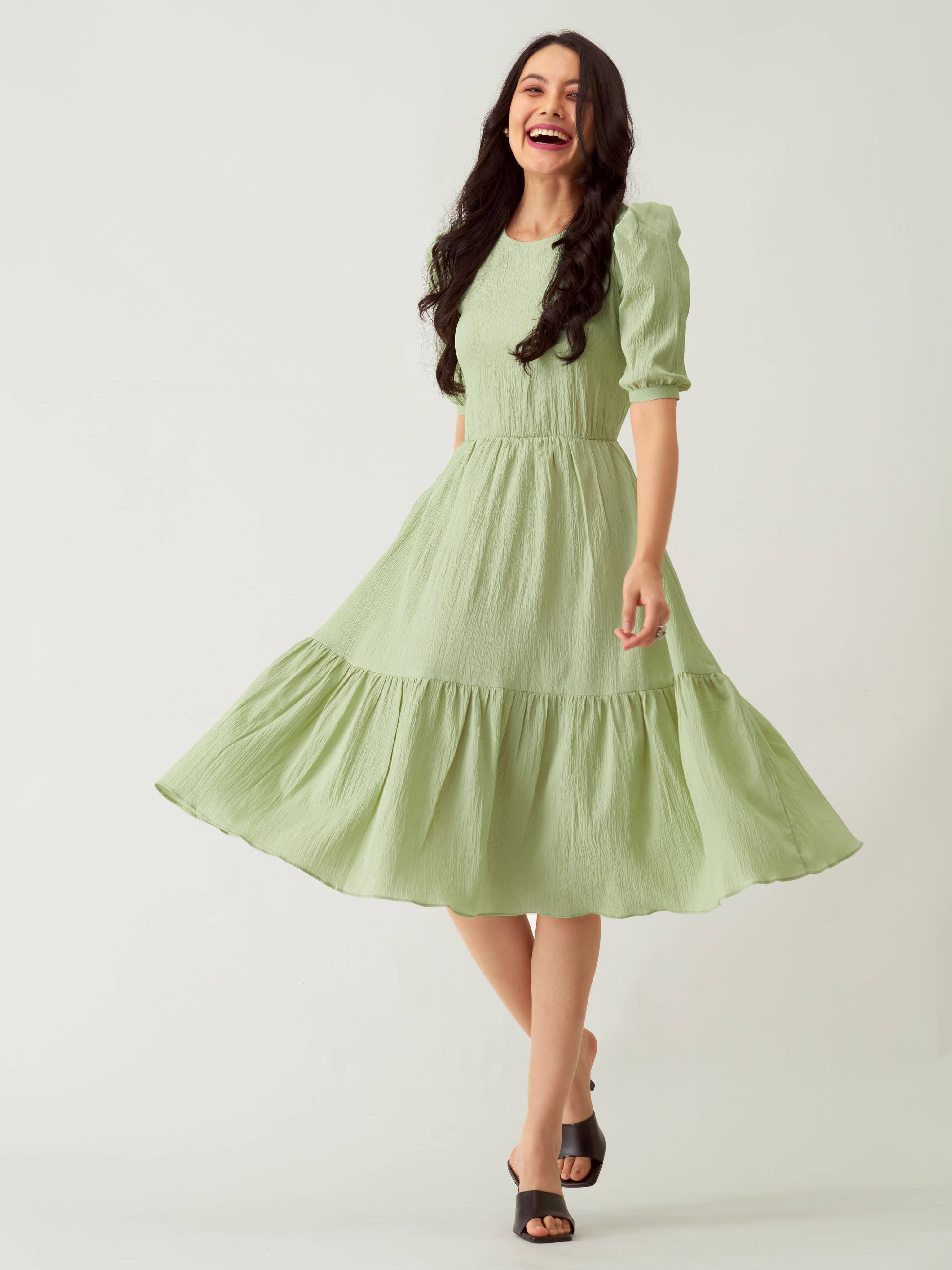 aask Women Polyester Blend Solid Fit & Flare Dress ( Sea Green ) aask Women Polyester Blend Solid Fit & Flare Dress ( Sea Green )