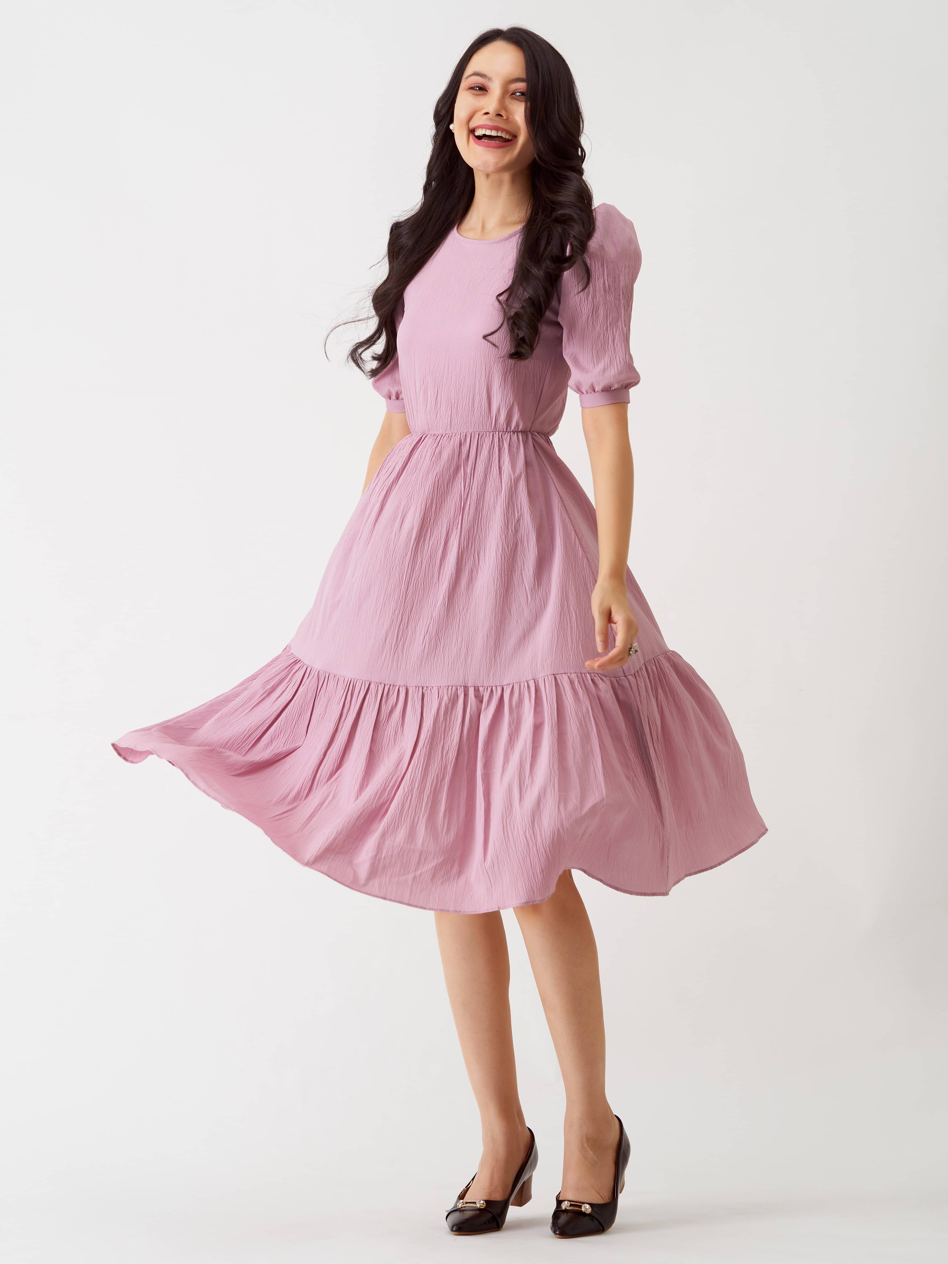     			aask Women Polyester Blend Solid Fit & Flare Dress ( Off White )