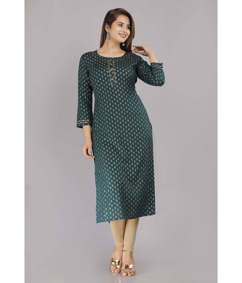     			ravishree Rayon Printed Straight Women's Kurti - Green ( Pack of 1 )
