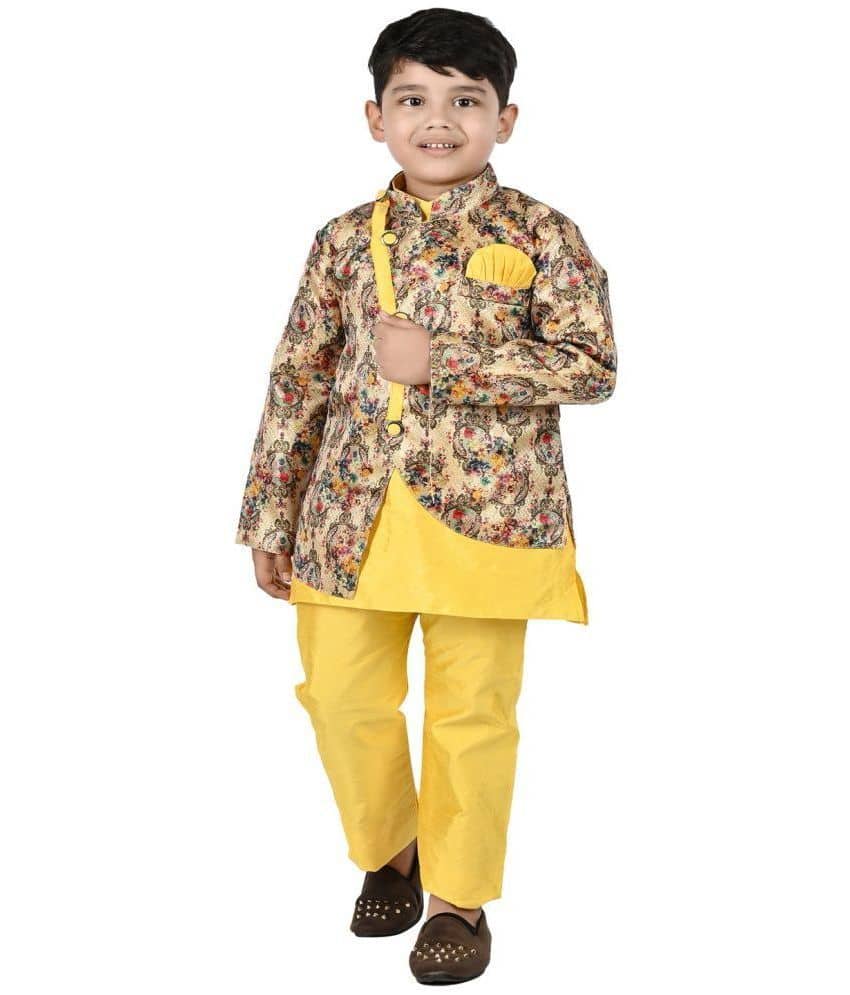 s muktar garments Boys Cotton Blend Yellow Kurta Pant Set ( Pack of 1 ) - Kurtas & Kurta Sets | Buy online on ZillyBuy