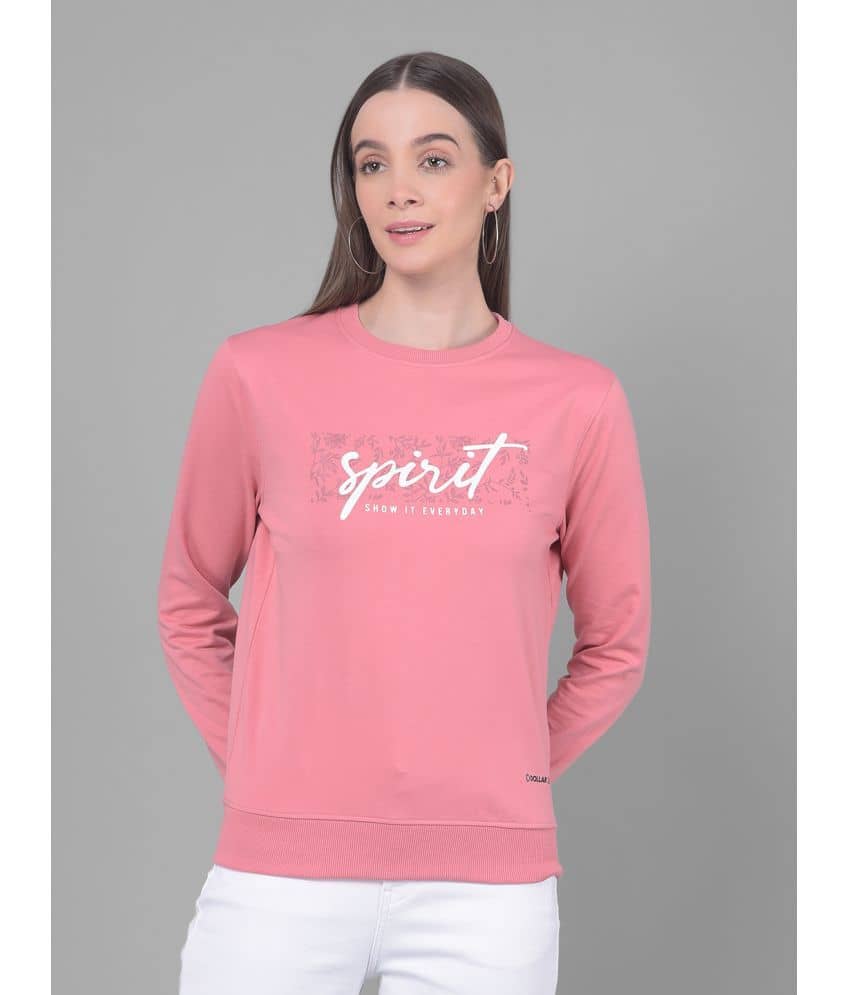 Dollar Athleisure Cotton Women's Non Hooded Sweatshirt ( Pink )