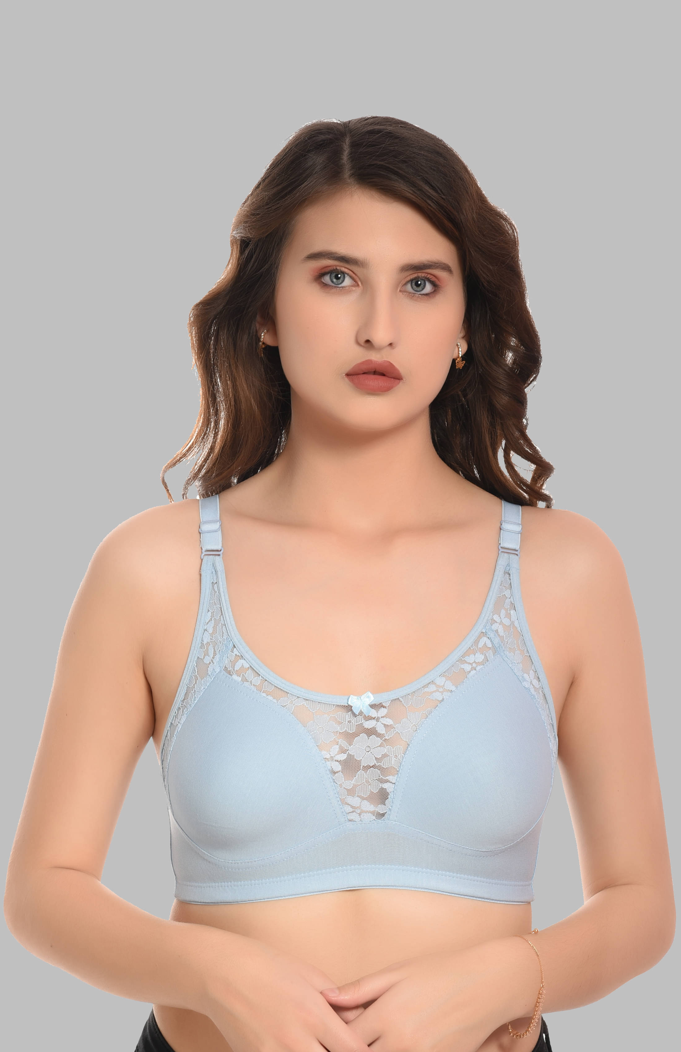     			Elina Lace Non Padded Women's T-Shirt Bra ( Light Blue )