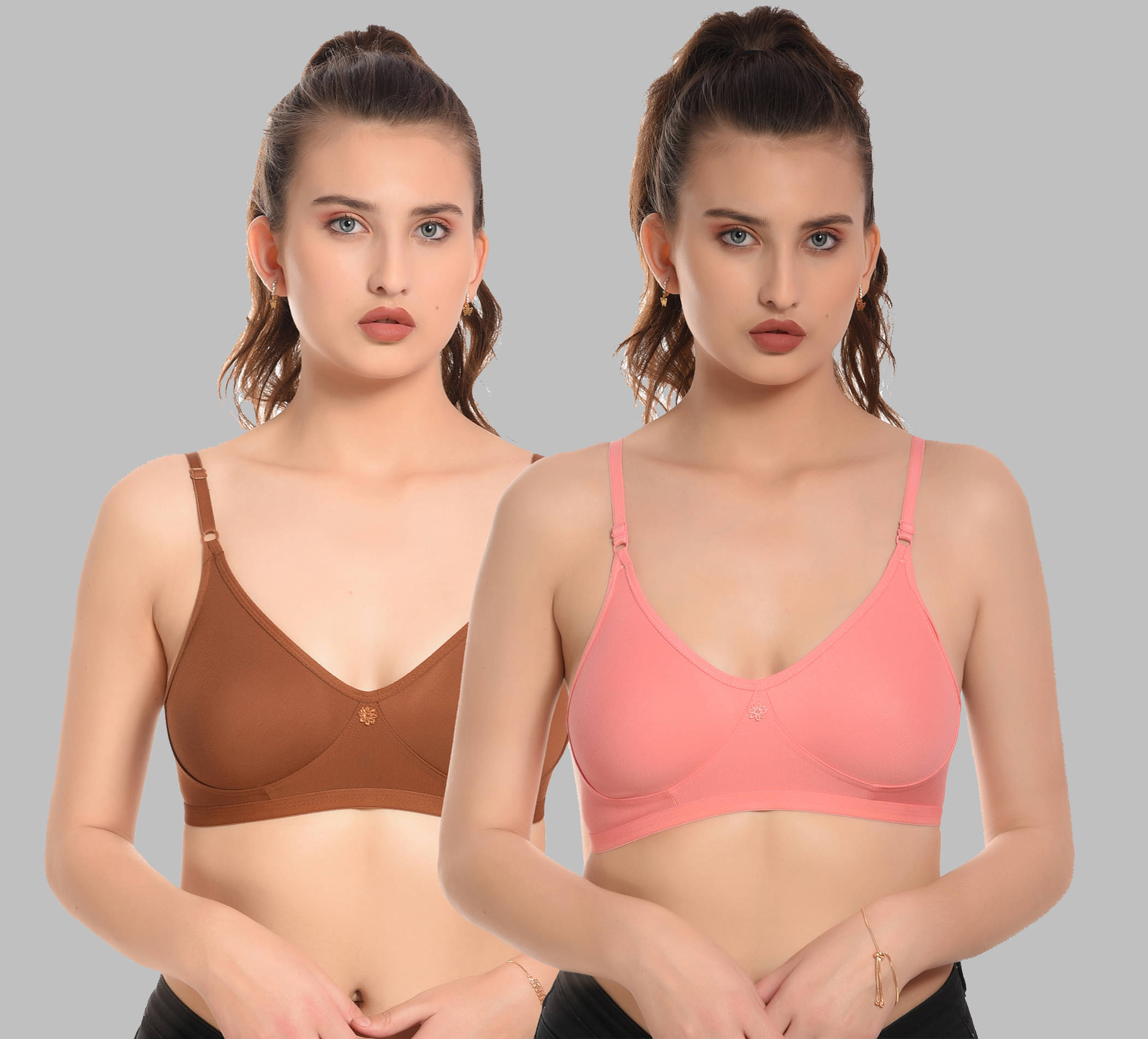 Elina Pack of 2 Cotton Non Padded Women's T-Shirt Bra ( Multicolor ) Elina Pack of 2 Cotton Non Padded Women's T-Shirt Bra ( Multicolor )