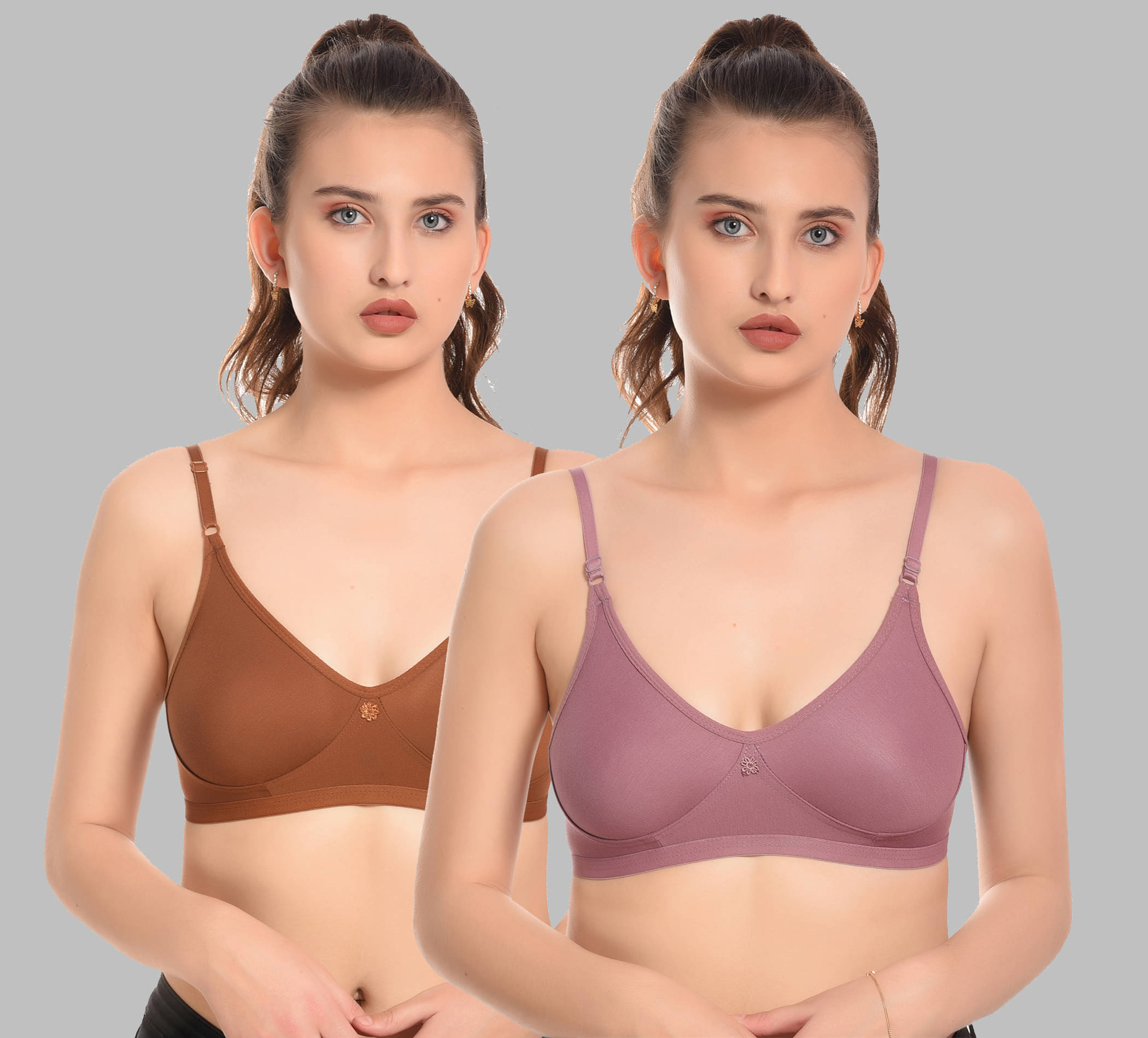 Elina Pack of 2 Cotton Non Padded Women's T-Shirt Bra ( Multicolor )     			Elina Pack of 2 Cotton Non Padded Women's T-Shirt Bra ( Multicolor )