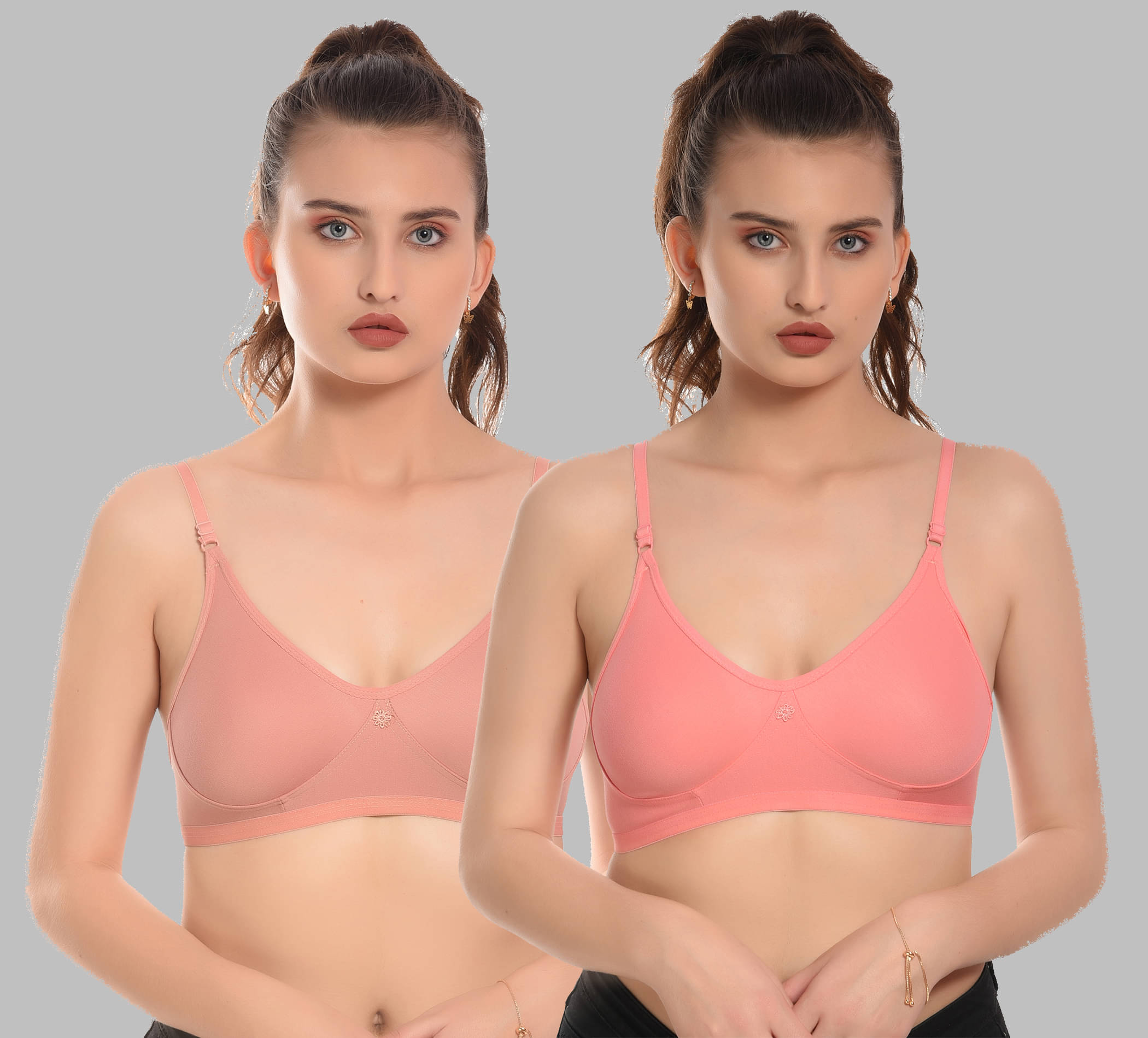 Elina Pack of 2 Cotton Non Padded Women's T-Shirt Bra ( Multicolor ) Elina Pack of 2 Cotton Non Padded Women's T-Shirt Bra ( Multicolor )