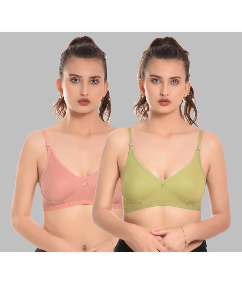     			Elina Pack of 2 Cotton Non Padded Women's T-Shirt Bra ( Multicolor )
