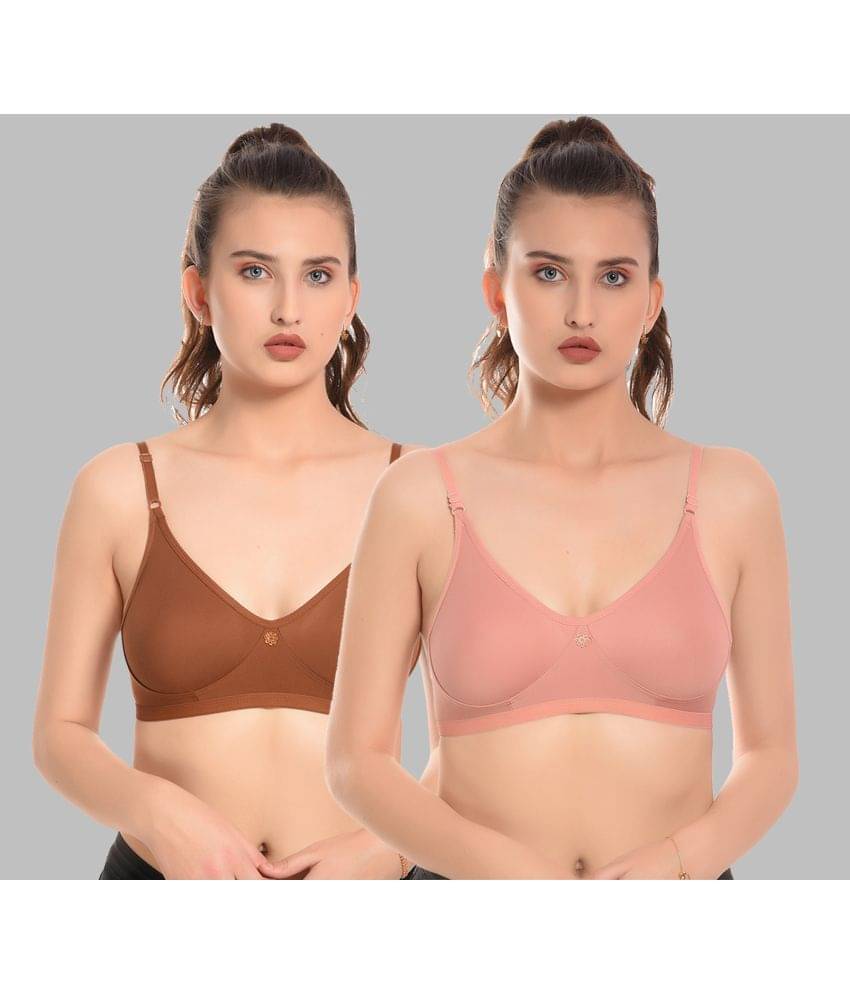     			Elina Pack of 2 Cotton Non Padded Women's T-Shirt Bra ( Multicolor )