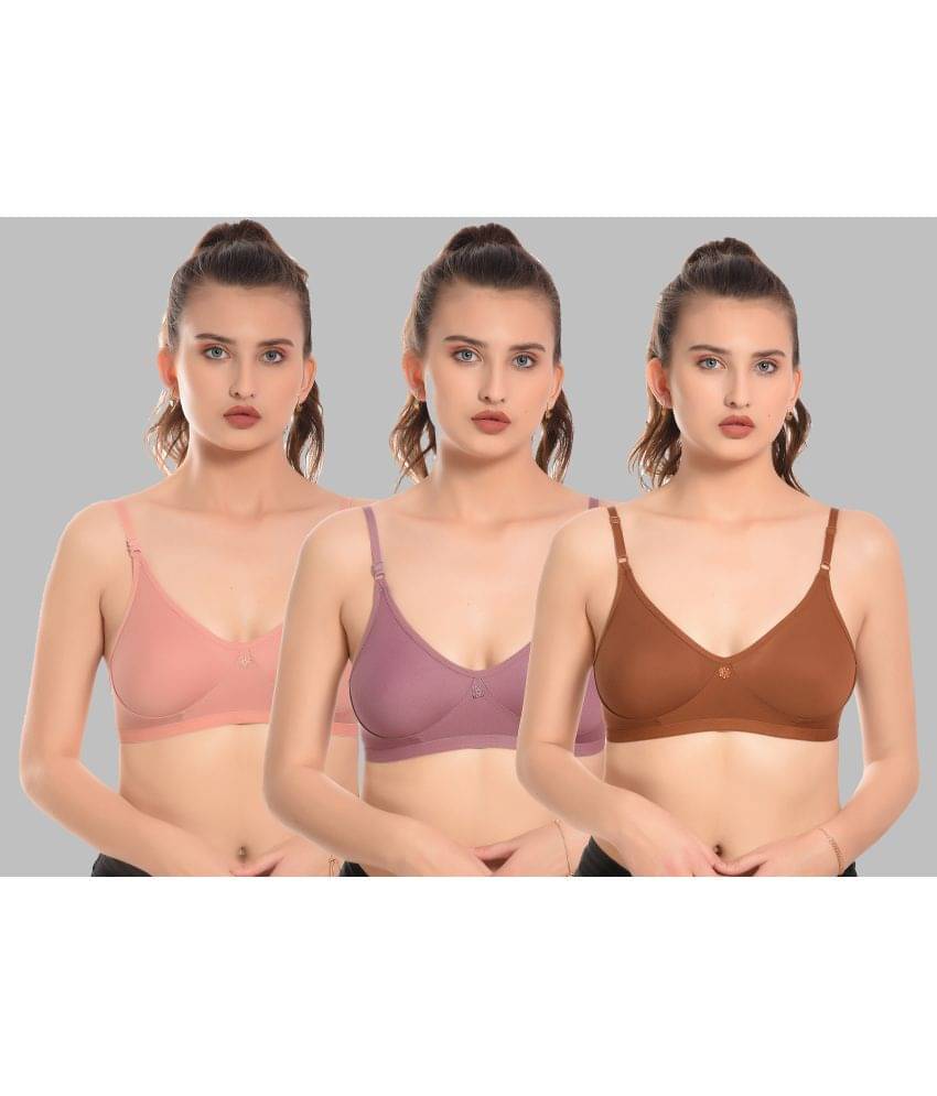 Elina Pack of 3 Cotton Non Padded Women's T-Shirt Bra ( Multicolor )     			Elina Pack of 3 Cotton Non Padded Women's T-Shirt Bra ( Multicolor )
