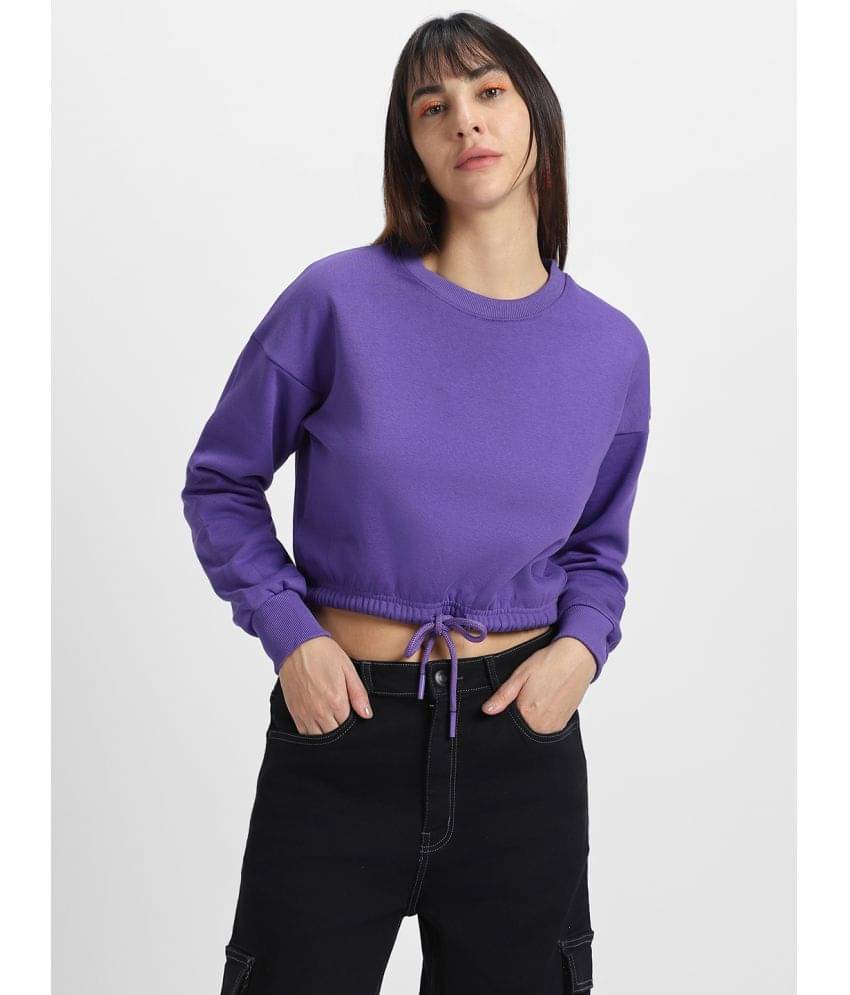 JUNEBERRY Cotton - Fleece Women's Non Hooded Sweatshirt ( Purple ) JUNEBERRY Cotton - Fleece Women's Non Hooded Sweatshirt ( Purple )
