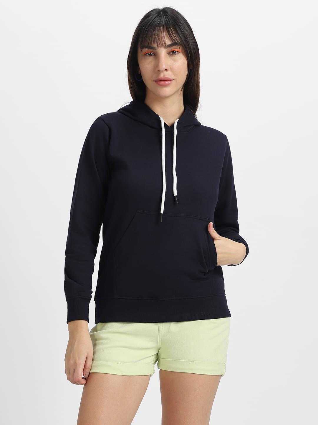 JUNEBERRY Fleece Women's Hooded Sweatshirt ( Navy ) JUNEBERRY Fleece Women's Hooded Sweatshirt ( Navy )