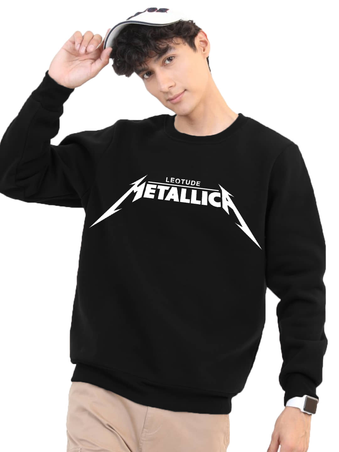 Leotude Fleece Round Neck Men's Sweatshirt - Black ( Pack of 1 )