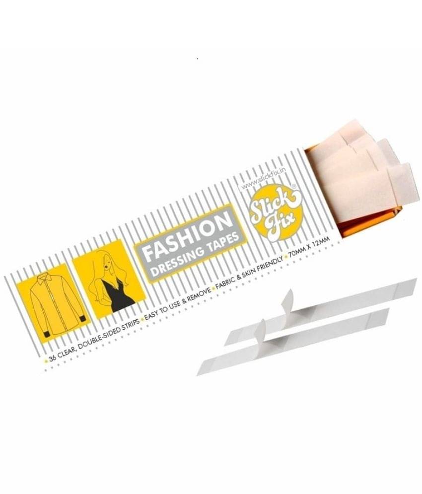 SlickFix Fashion Dressing Tape (Pack of 180) Invisible Double-sided Body Tape (Fabric and Skin Friendly) Strong Adhesive for all day use | Transparent SlickFix Fashion Dressing Tape (Pack of 180) Invisible Double-sided Body Tape (Fabric and Skin Friendly) Strong Adhesive for all day use | Transparent