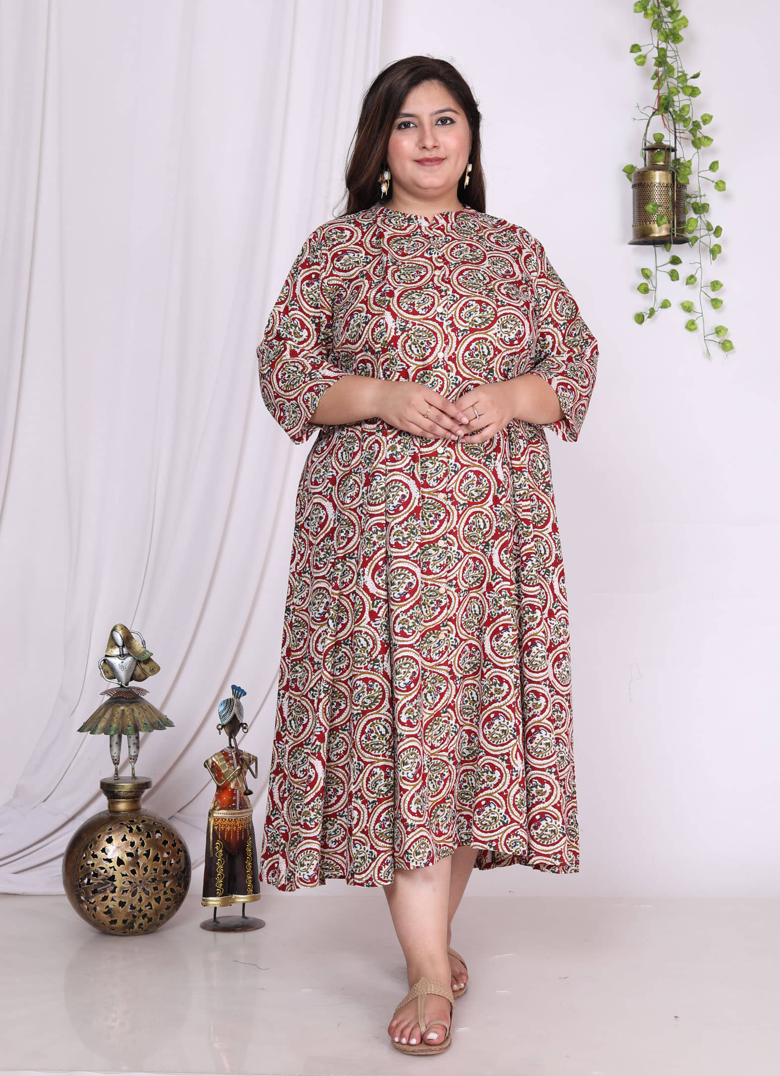 Swasti Cotton Blend Printed Anarkali Women's Kurti - Red ( Pack of 1 ) - Kurtis, Tunics | Buy online on ZillyBuy