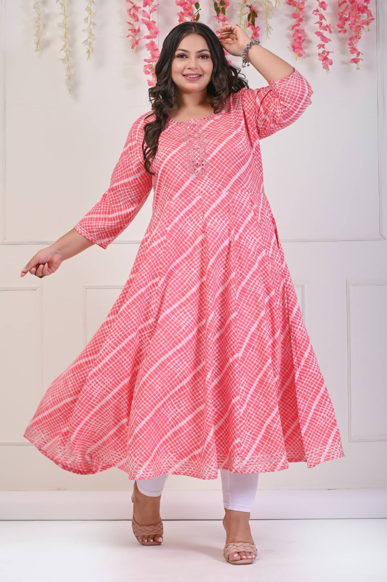Swasti Cotton Blend Printed Anarkali Women's Kurti - Peach ( Pack of 1 ) - Kurtis, Tunics | Buy online on ZillyBuy
