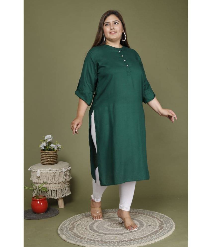 Swasti Cotton Blend Solid Straight Women's Kurti - Green ( Pack of 1 )     			Swasti Cotton Blend Solid Straight Women's Kurti - Green ( Pack of 1 )