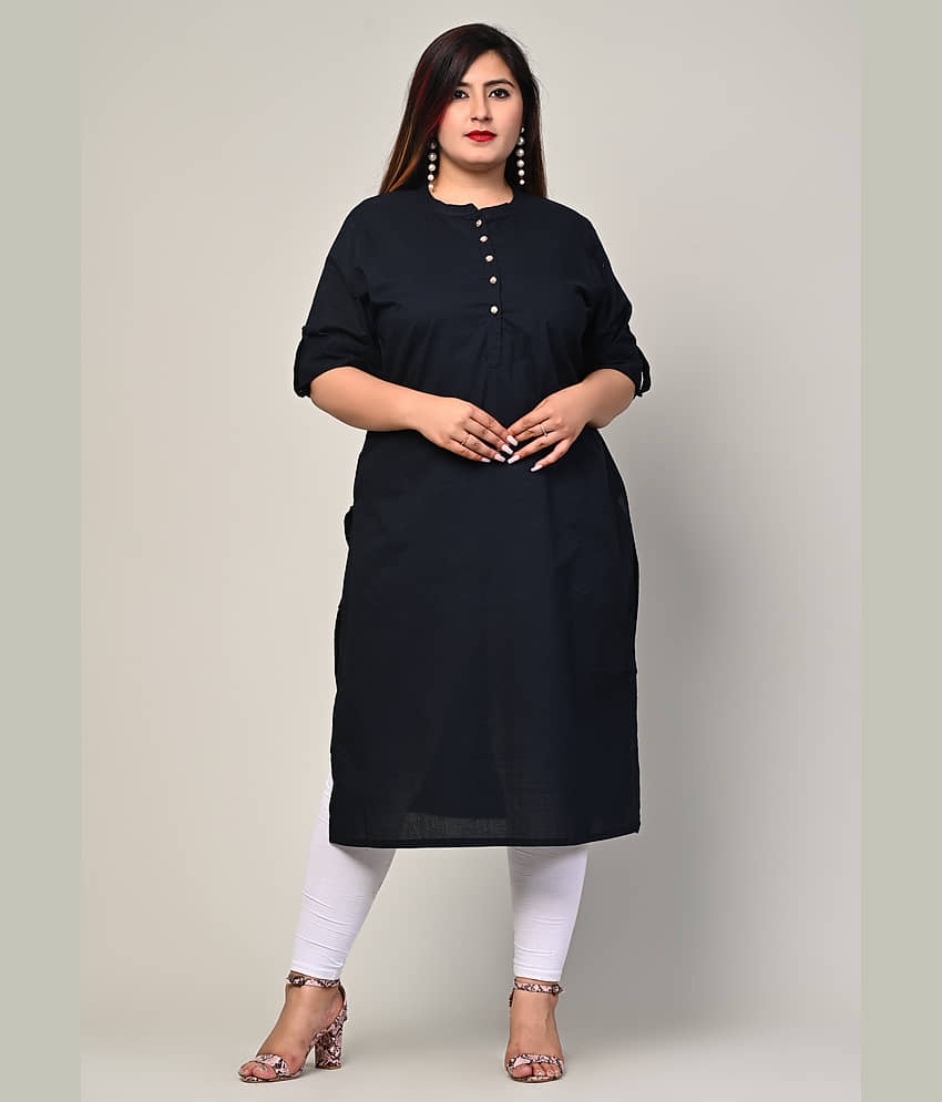 Swasti Cotton Blend Printed Straight Women's Kurti - Black ( Pack of 1 ) - Kurtis, Tunics | Buy online on ZillyBuy