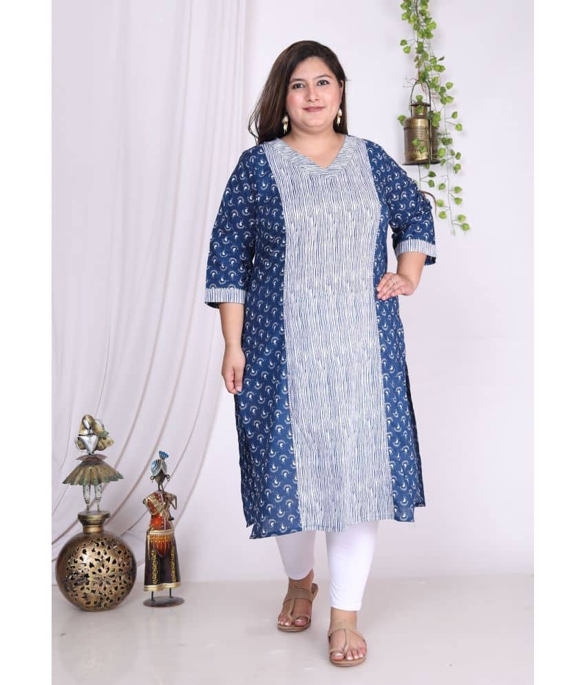 Swasti Cotton Printed Straight Women's Kurti - Blue ( Pack of 1 ) - Kurtis, Tunics | Buy online on ZillyBuy