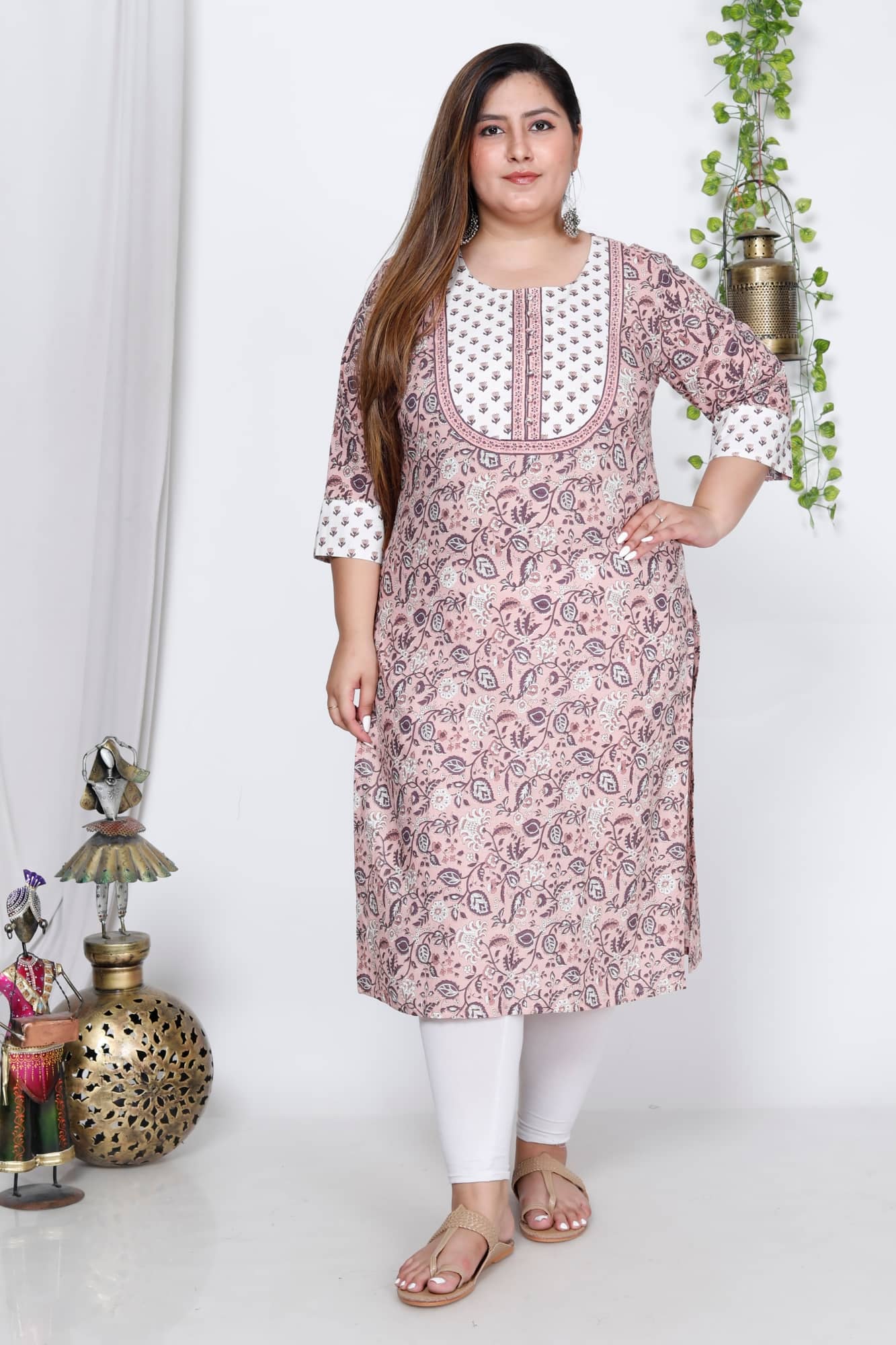 Swasti Cotton Printed Straight Women's Kurti - Peach ( Pack of 1 ) - Kurtis, Tunics | Buy online on ZillyBuy