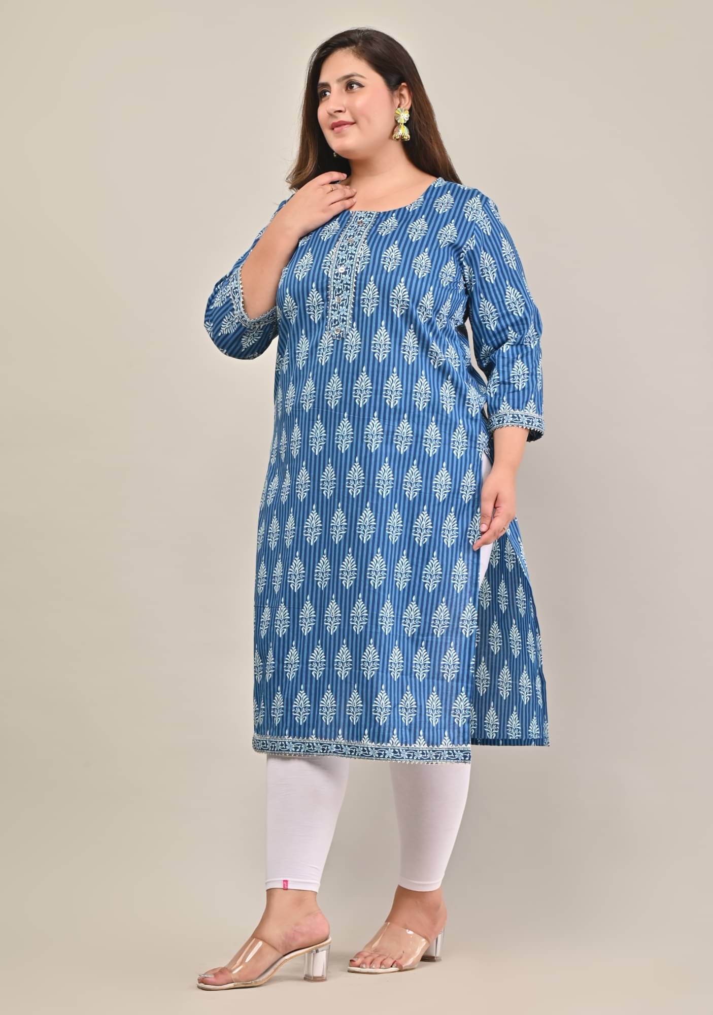 Swasti Cotton Printed Straight Women's Kurti - Blue ( Pack of 1 ) Swasti Cotton Printed Straight Women's Kurti - Blue ( Pack of 1 )