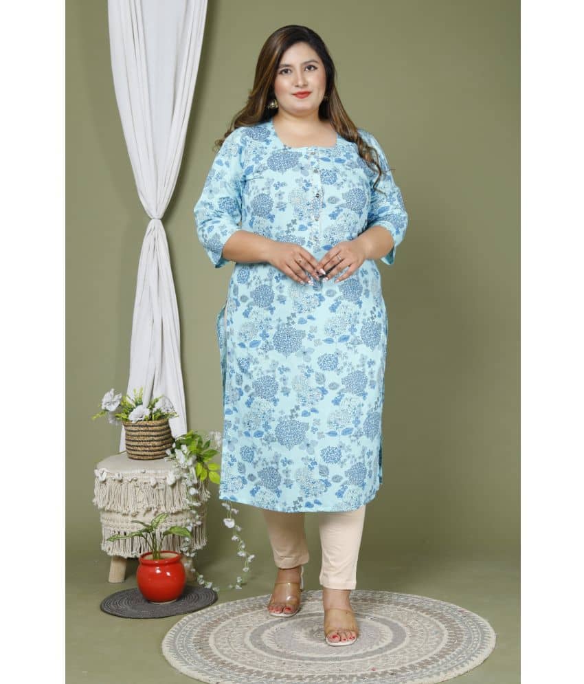 Swasti Cotton Printed Straight Women's Kurti - Blue ( Pack of 1 ) - Kurtis, Tunics | Buy online on ZillyBuy