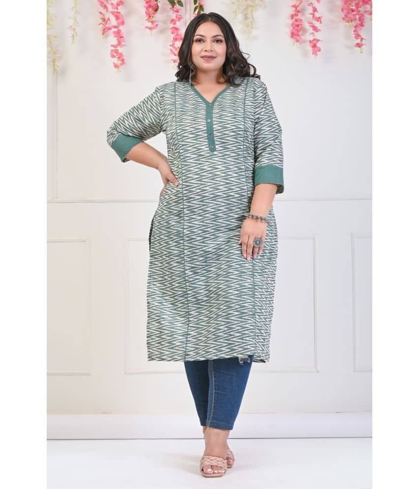 Swasti Cotton Printed Straight Women's Kurti - Green ( Pack of 1 ) - Kurtis, Tunics | Buy online on ZillyBuy