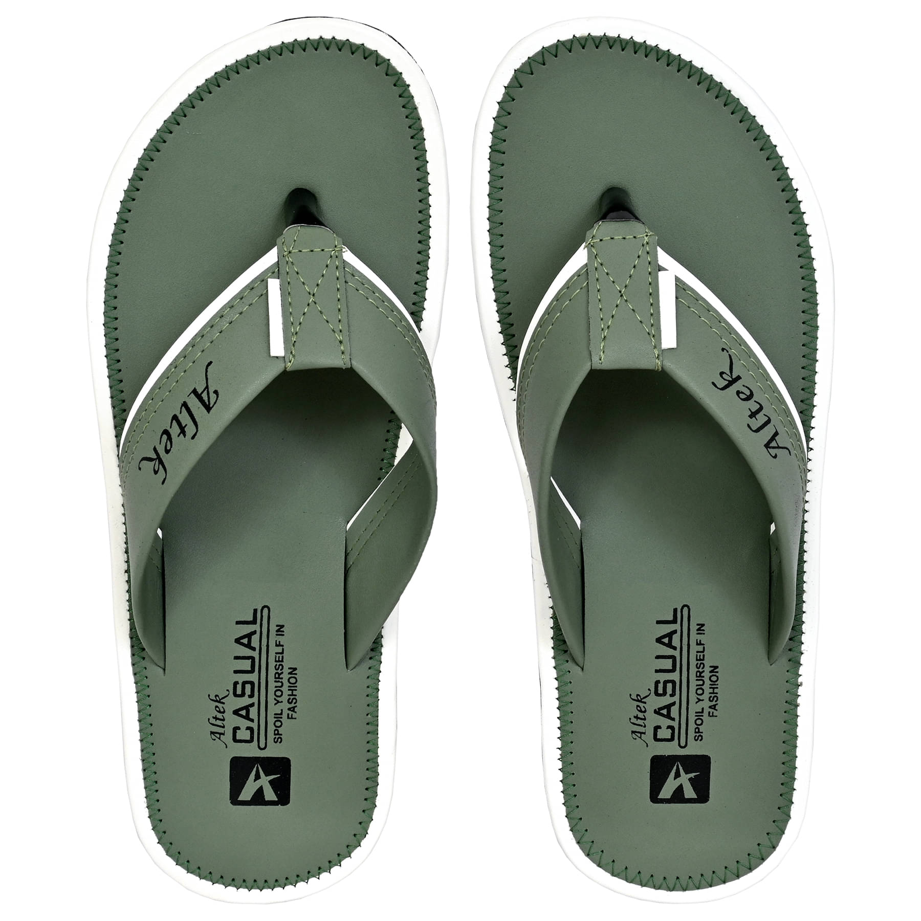    			Altek Green Men's Leather Slipper