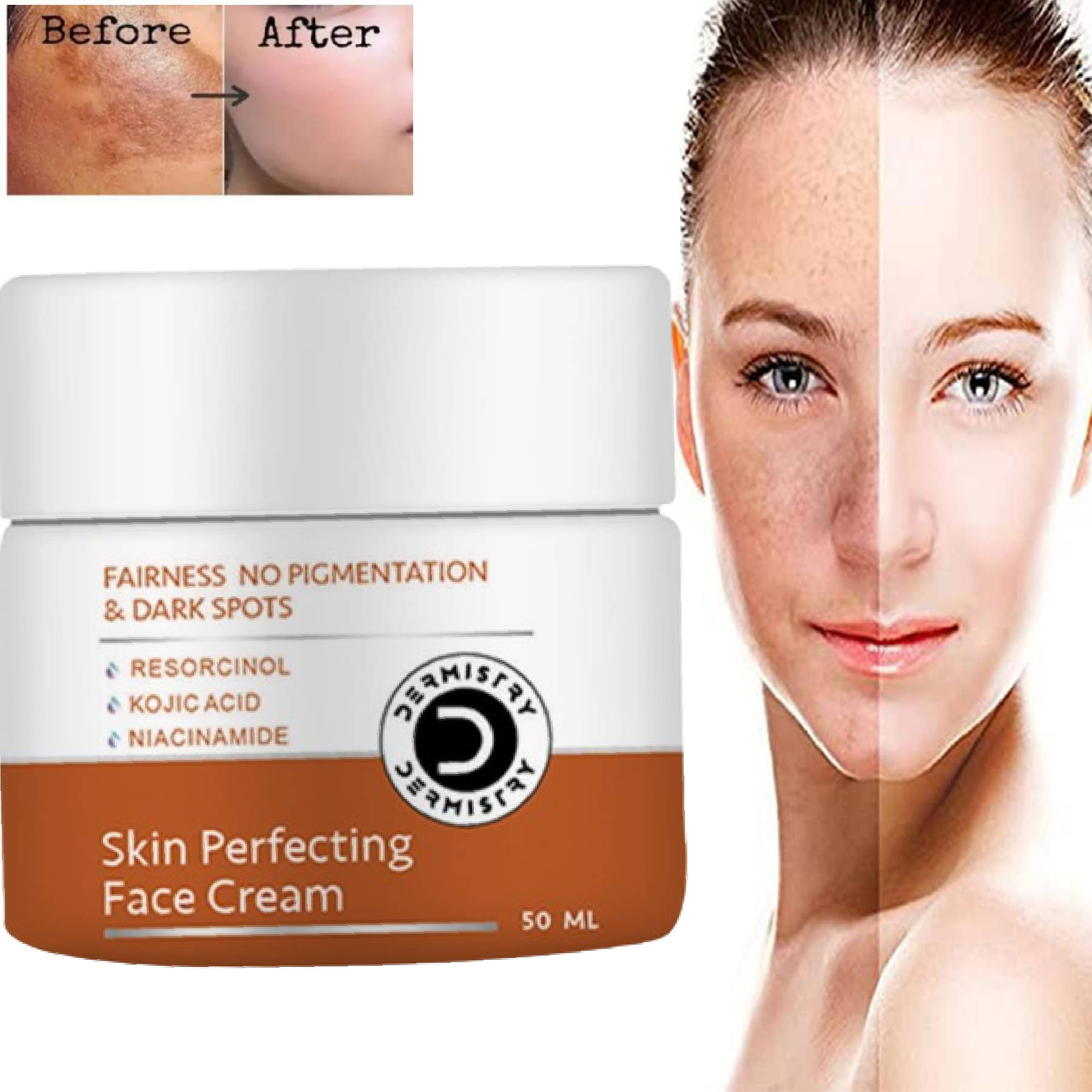 Dermistry Hyper Pigmentation Fairness Kojic Acid Face Cream Skin D Tan Whitening Lightening Brightening Shine Care Anti Blemishes Pigment Melasma Removal Glowing Beauty Moisturizer Goree Gora Lotion Serum Pack Scrub Facial Kit Bleach Cleanser Mask-50ml Dermistry Hyper Pigmentation Fairness Kojic Acid Face Cream Skin D Tan Whitening Lightening Brightening Shine Care Anti Blemishes Pigment Melasma Removal Glowing Beauty Moisturizer Goree Gora Lotion Serum Pack Scrub Facial Kit Bleach Cleanser Mask-50ml