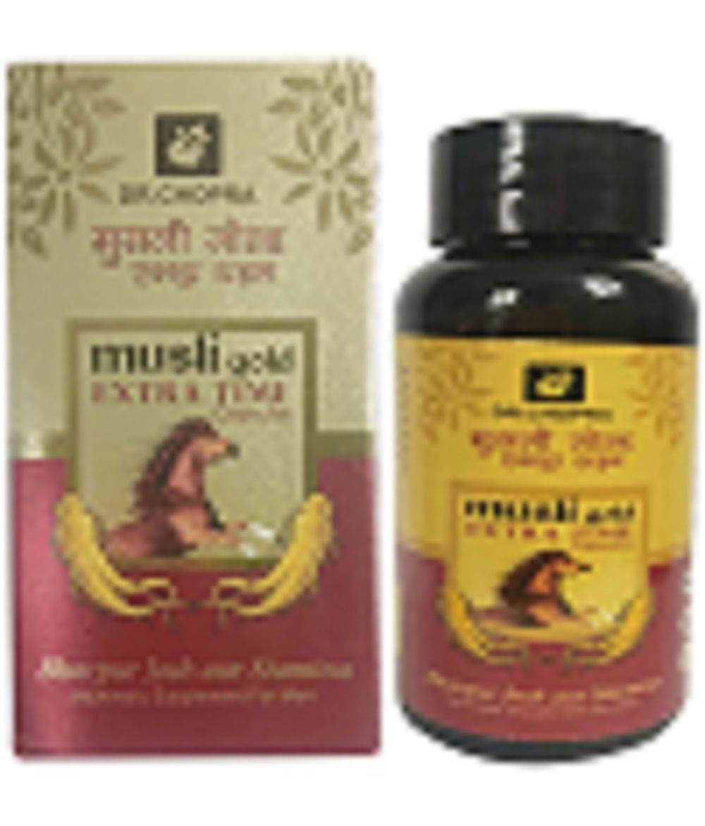Dr Chopra's Musli Gold Extra Time Capsule 60 No.s Ayurvedic Supplement for Men For Josh & Stamina - Kamveda Dr Chopra's Musli Gold Extra Time Capsule 60 No.s Ayurvedic Supplement for Men For Josh & Stamina - Kamveda