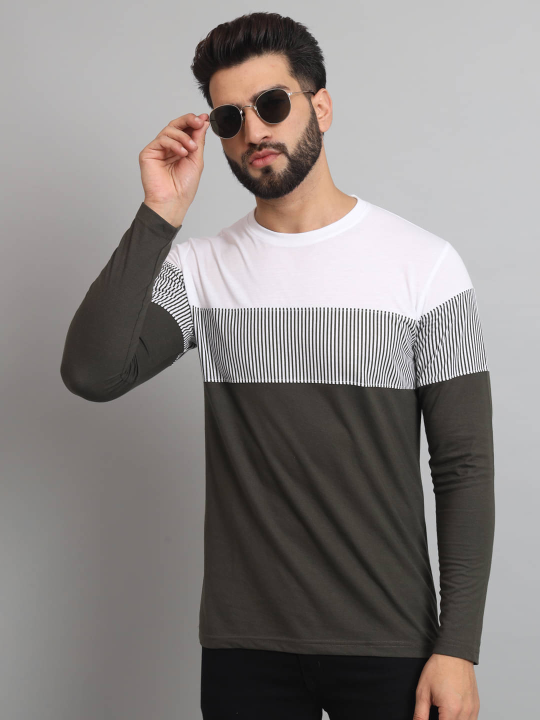 EMERALD APPAREL TRADING Pack of 1 Cotton Blend Regular Fit Men's T-Shirt ( Grey ) EMERALD APPAREL TRADING Pack of 1 Cotton Blend Regular Fit Men's T-Shirt ( Grey )