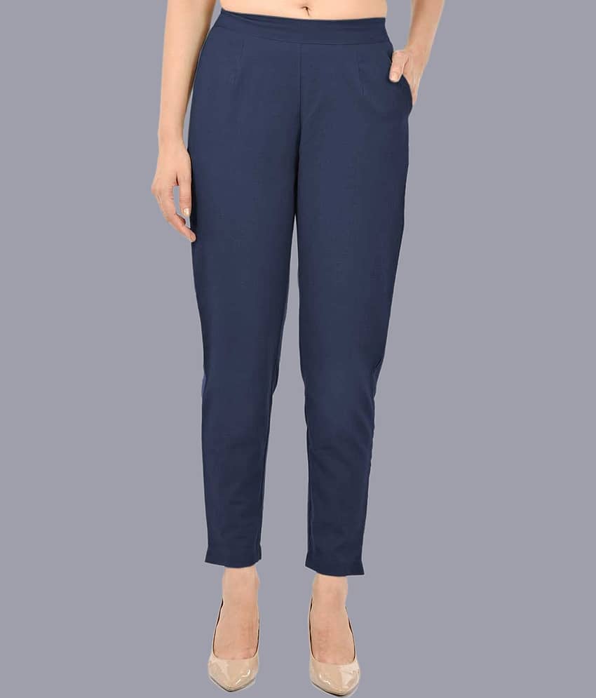 FABISHO Navy Blue Cotton Regular Women's Casual Pants ( Pack of 1 ) - Trousers | Buy online on ZillyBuy