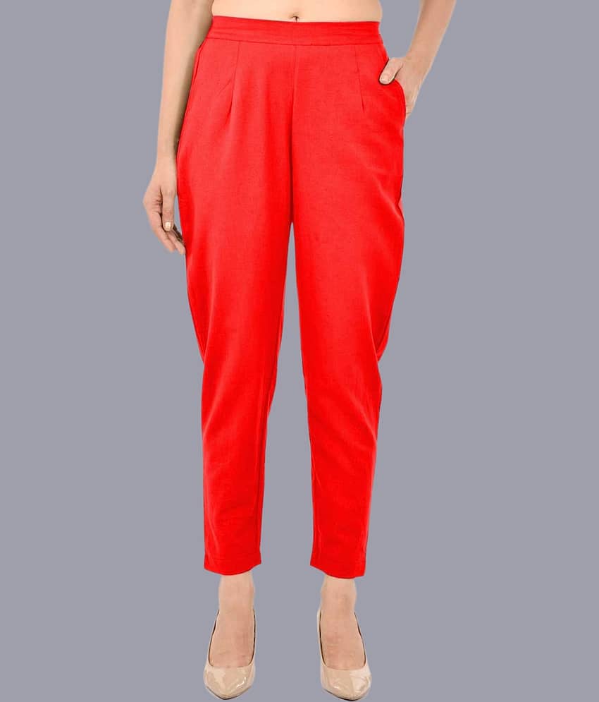 FABISHO Red Cotton Regular Women's Casual Pants ( Pack of 1 ) - Trousers | Buy online on ZillyBuy