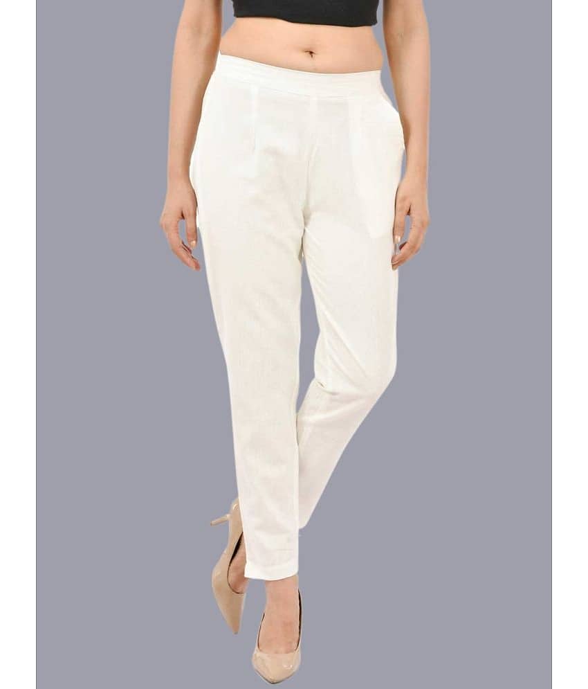 FABISHO White Cotton Regular Women's Casual Pants ( Pack of 1 ) - Trousers | Buy online on ZillyBuy