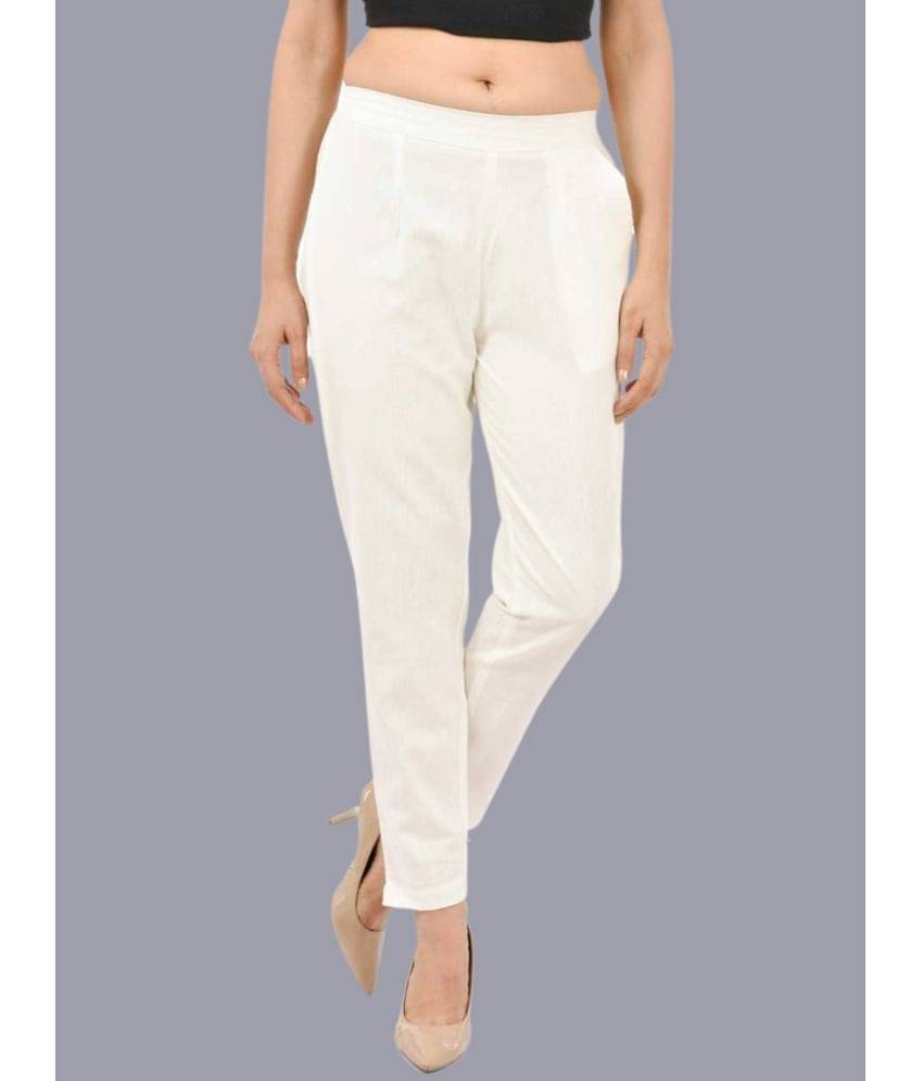     			FABISHO White Cotton Regular Women's Casual Pants ( Pack of 1 )