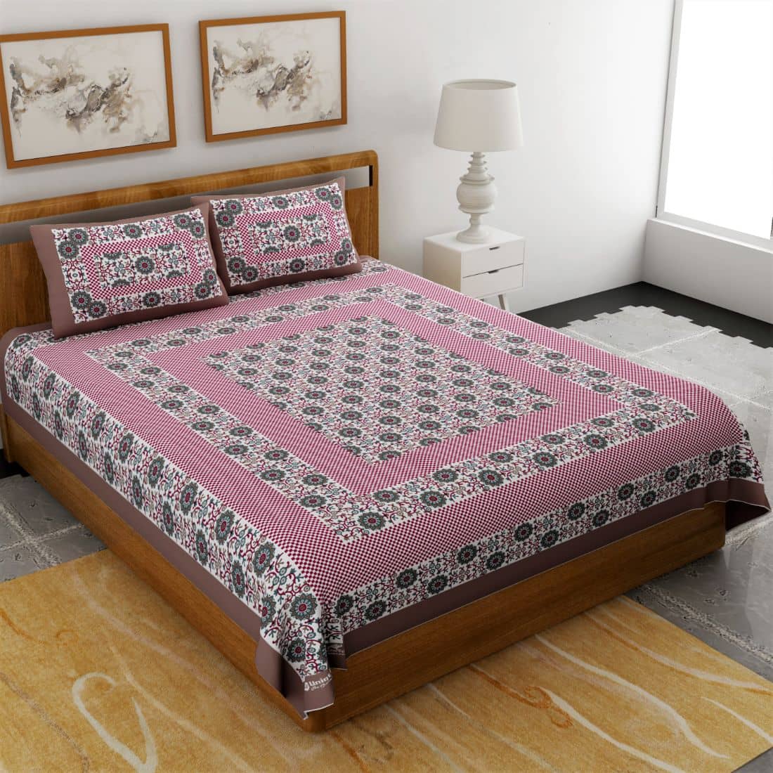 HOME Cotton Double Bedsheet ( Brown )