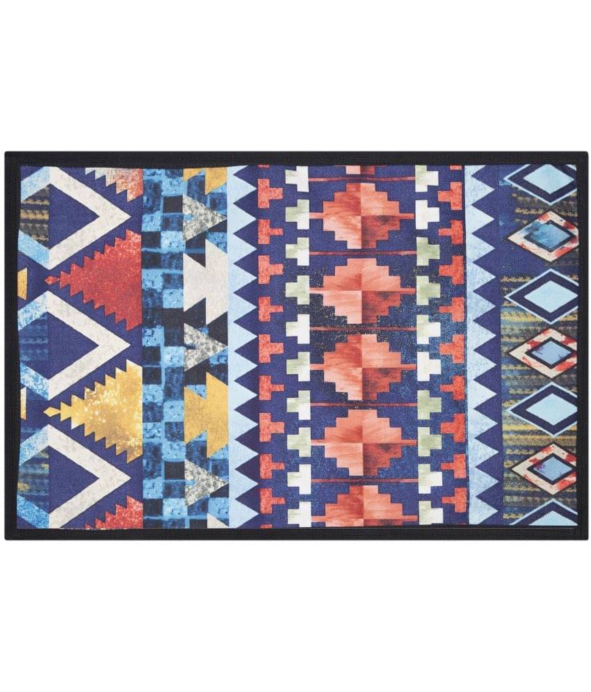     			Aazeem Blue Velvet Carpet Abstract 1x2 Ft