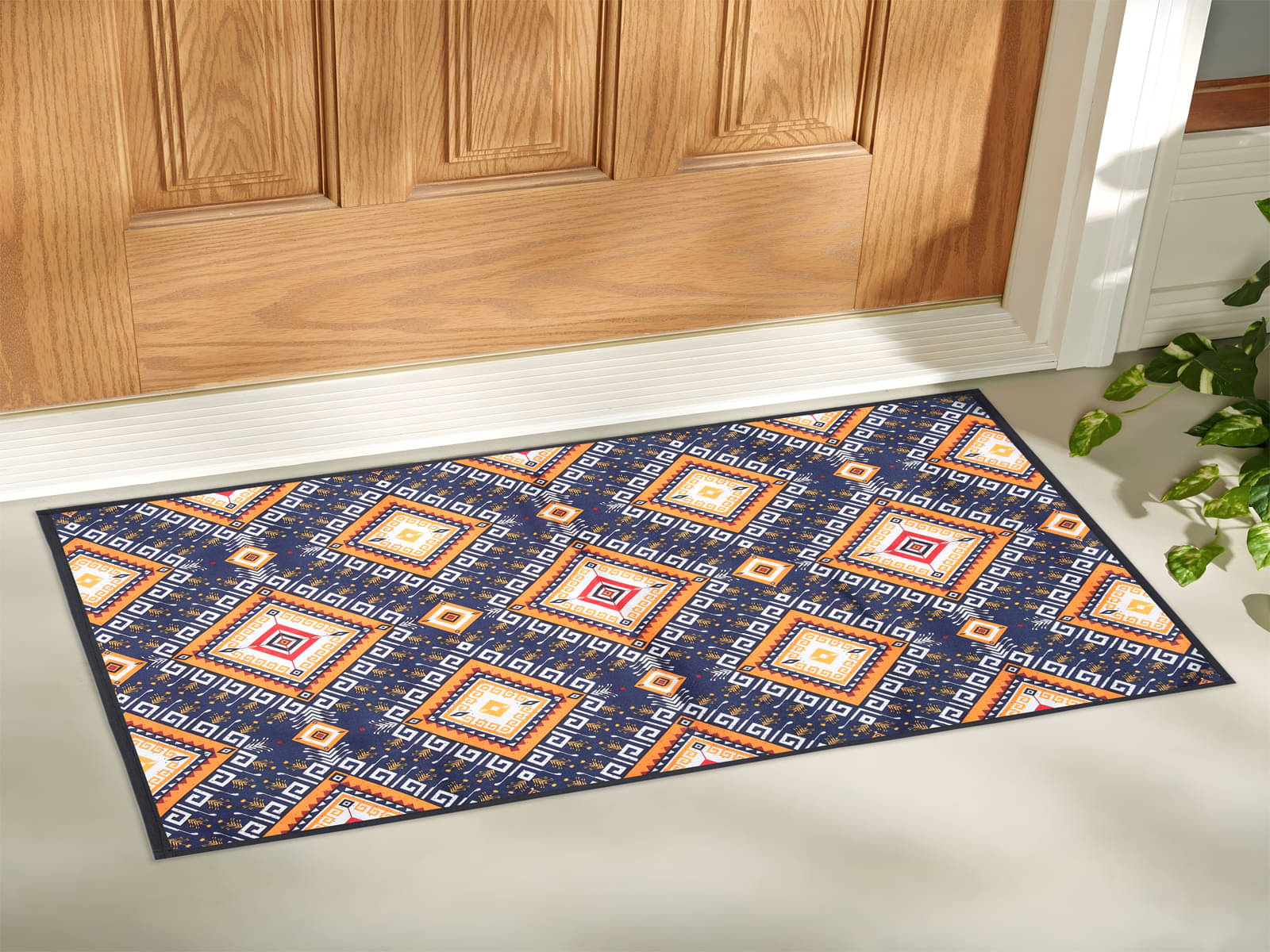     			Aazeem Blue Velvet Carpet Abstract 2x5 Ft