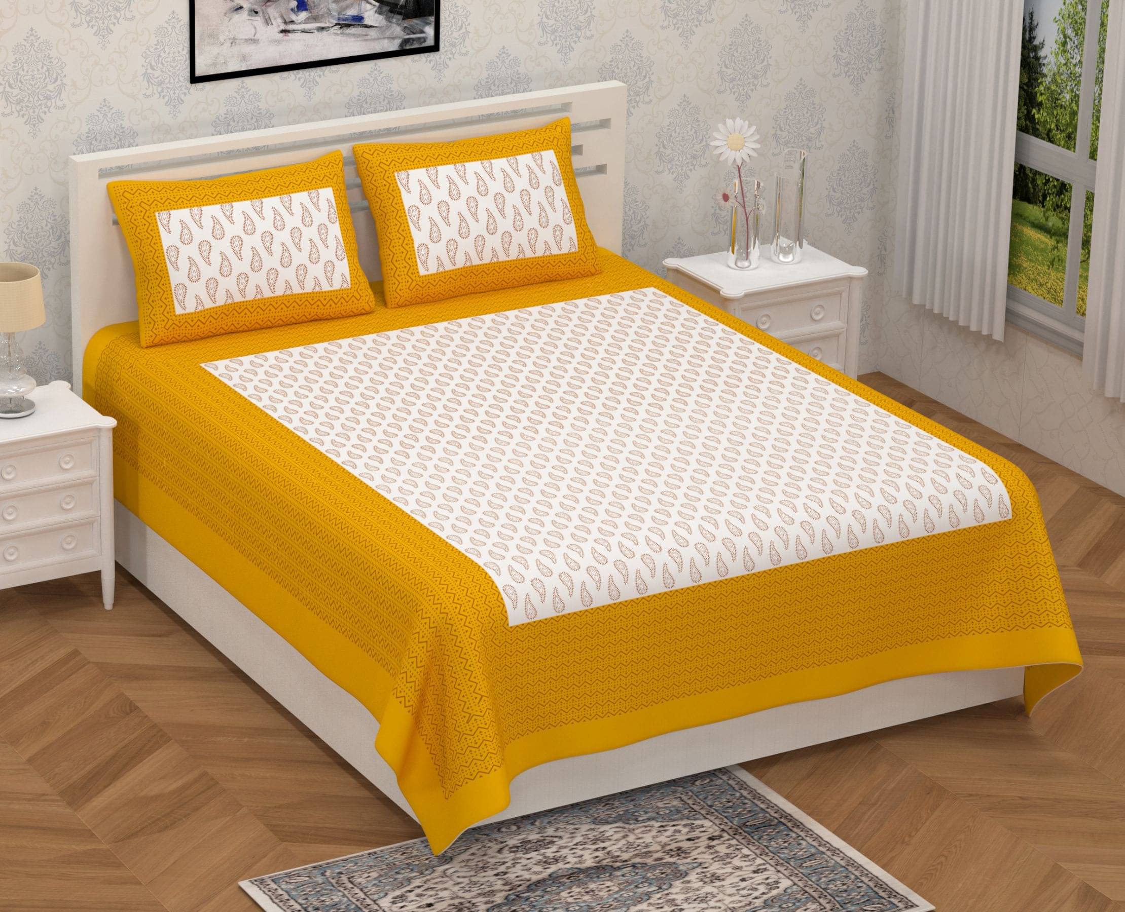     			Uniqchoice Cotton Double Bedsheet ( Yellow )