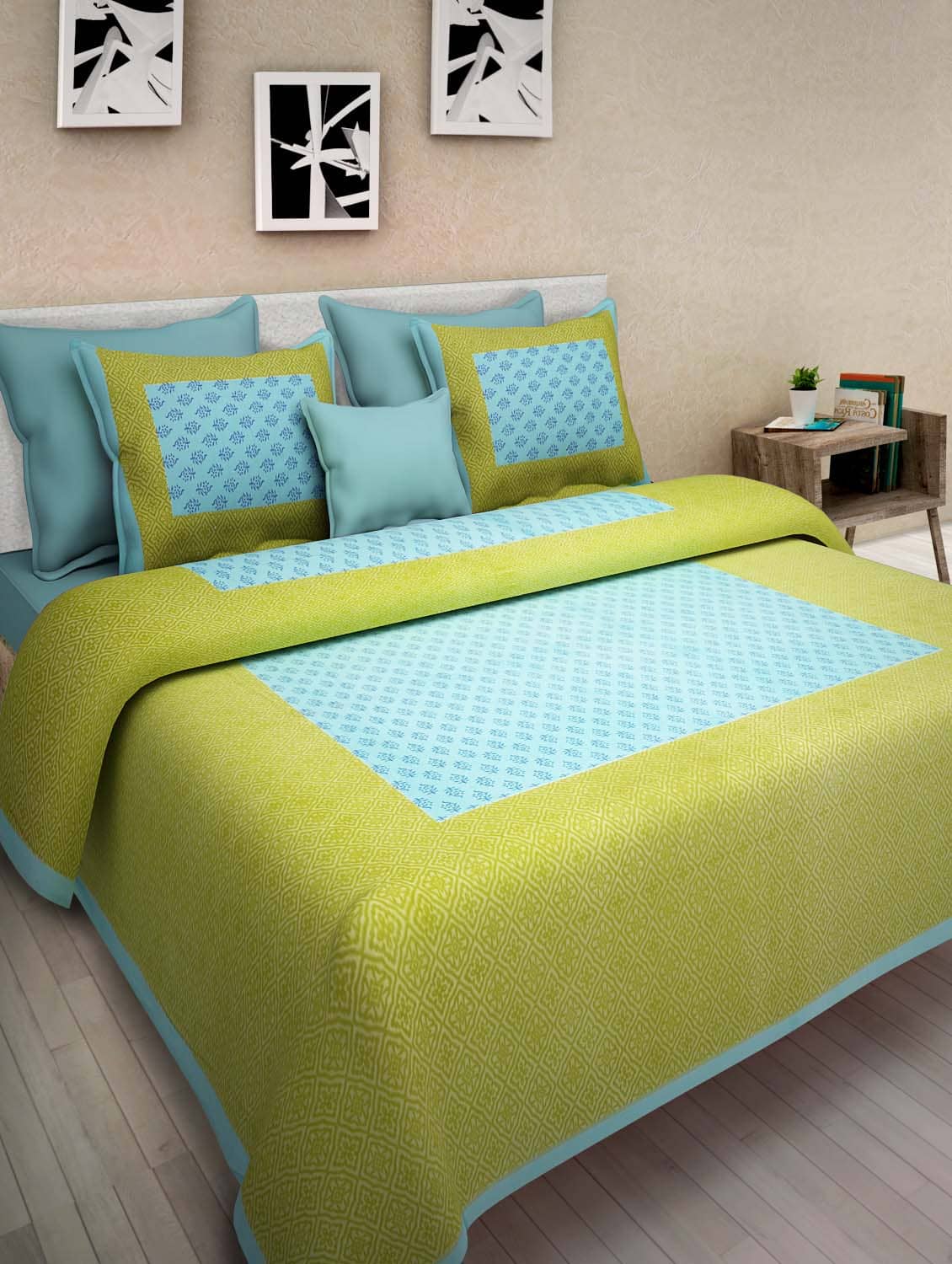 Uniqchoice Cotton Double Bedsheet ( Turquoise )