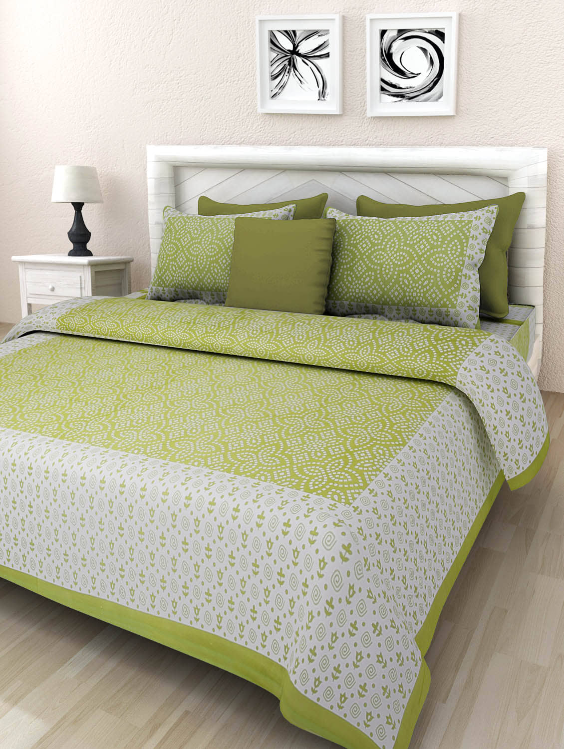 Uniqchoice Cotton Double Bedsheet ( Green )