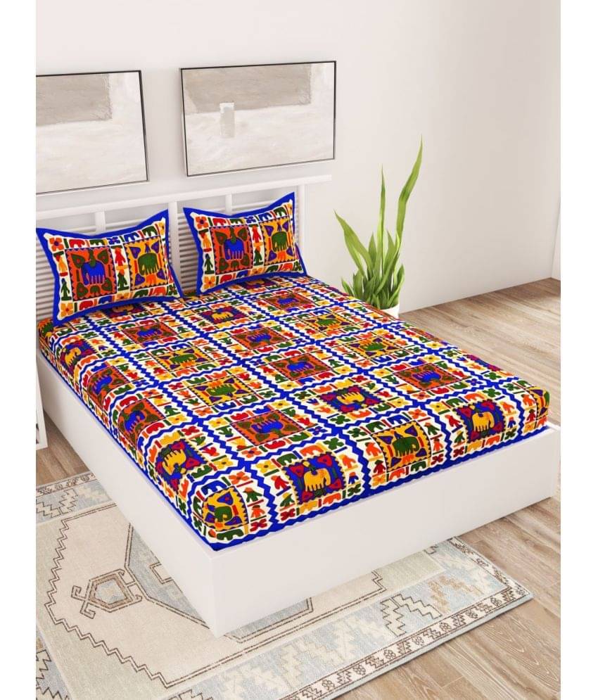     			Uniqchoice Cotton Double Bedsheet ( Blue )