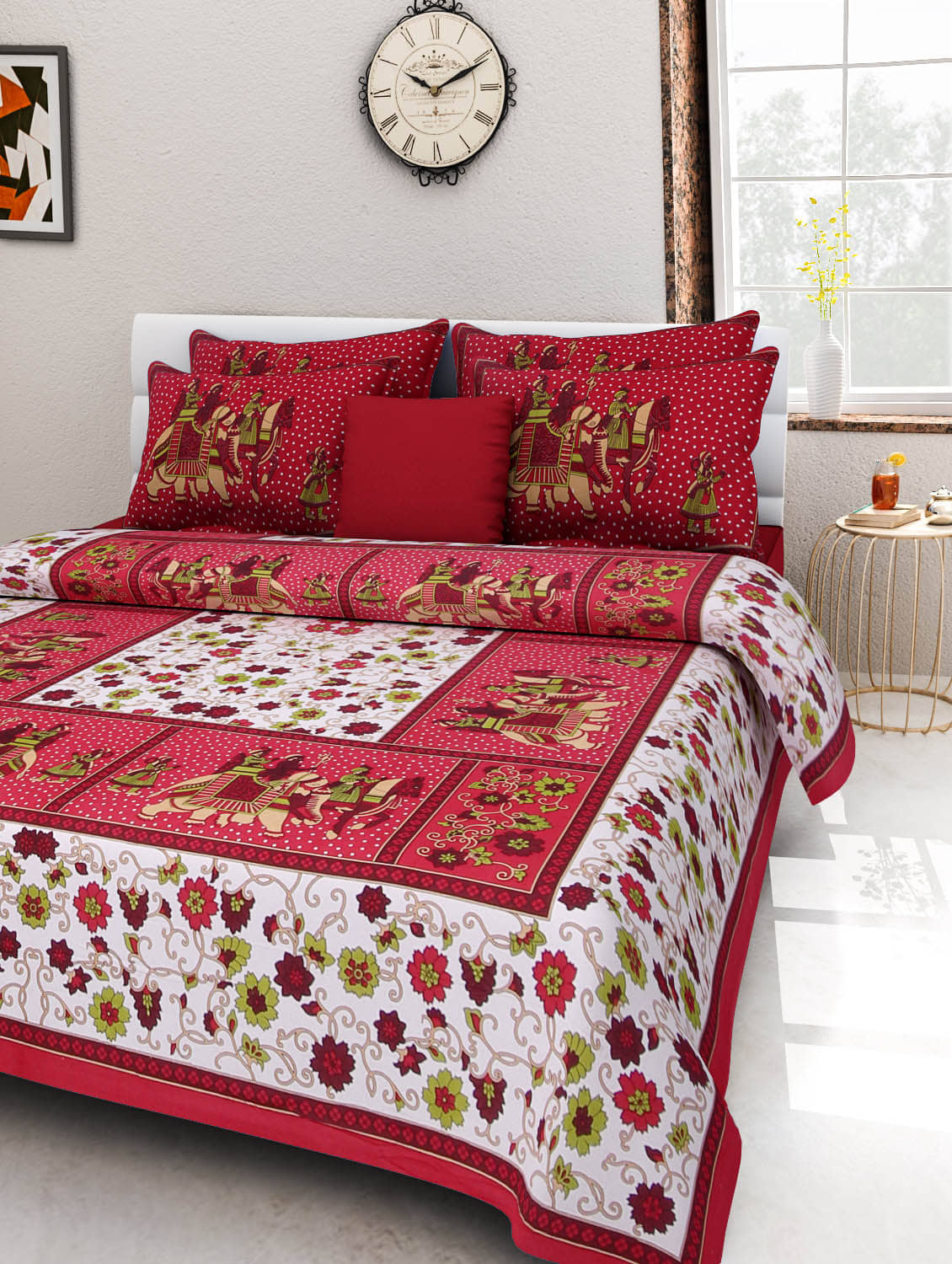 Uniqchoice Cotton Double Bedsheet ( Red )