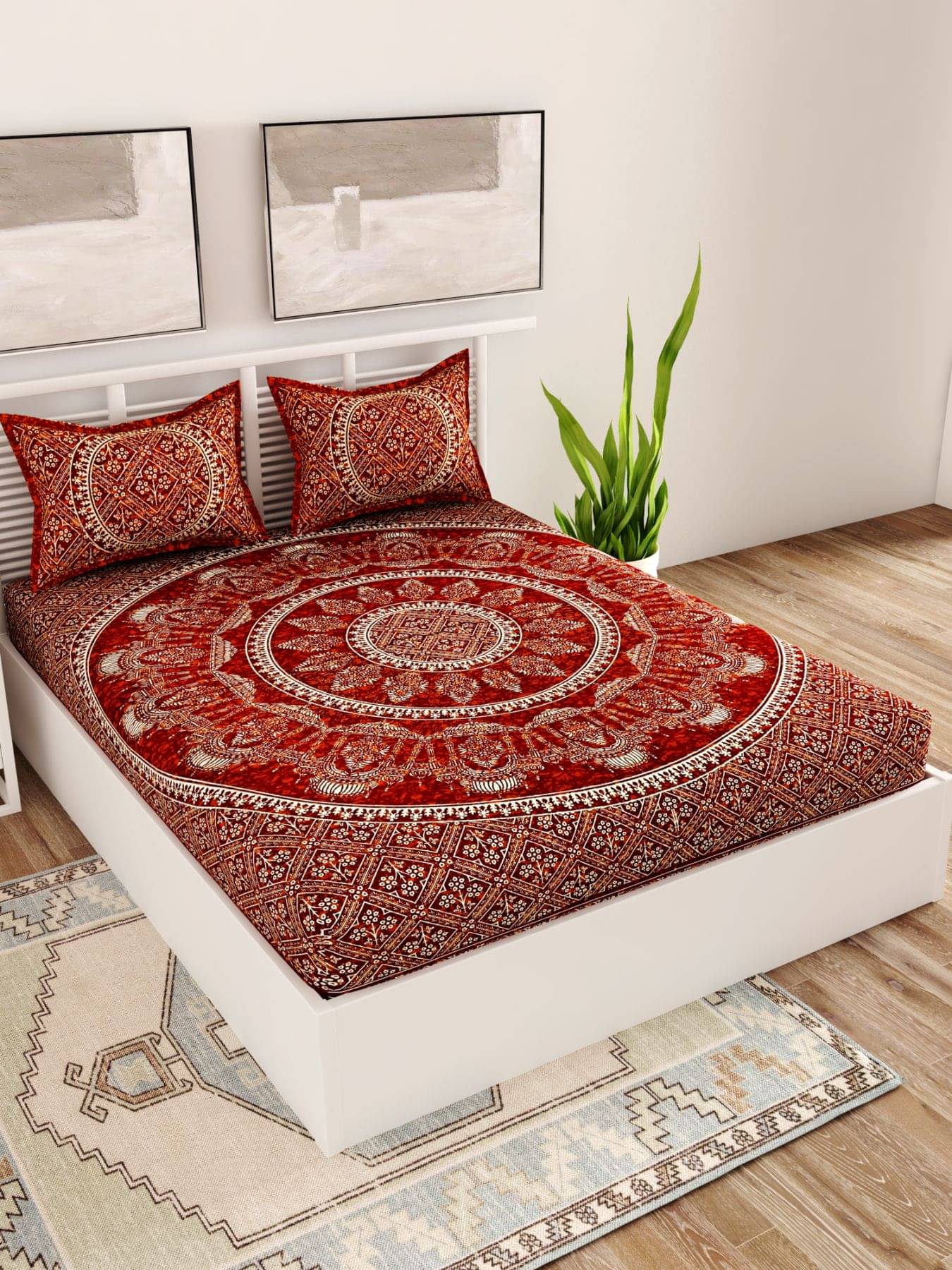     			Uniqchoice Cotton Double Bedsheet ( Maroon )